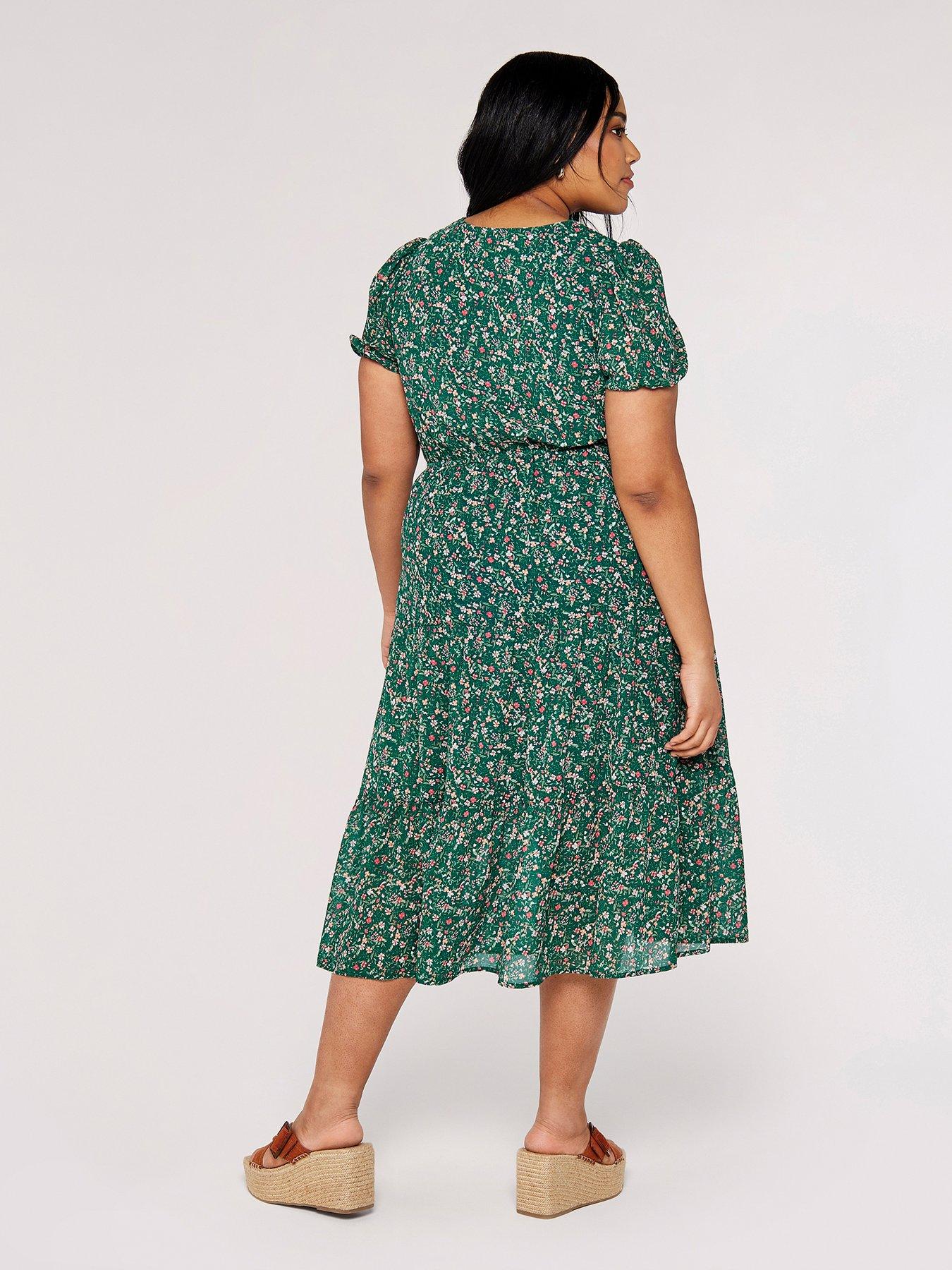 Apricot Ditsy Floral Smock Midi Dress | Very.co.uk