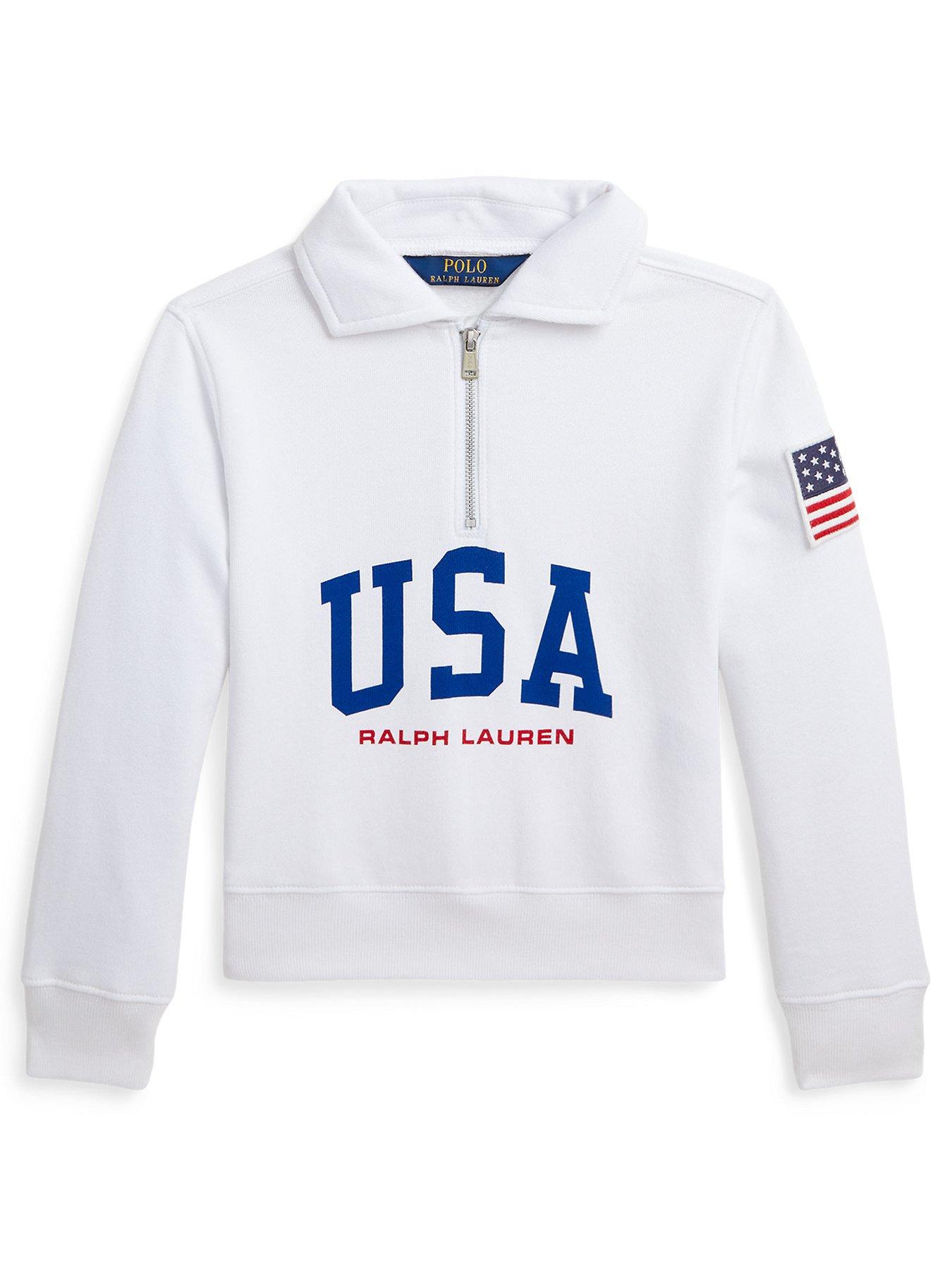 Polo Ralph Lauren Girls Usa Zip Sweatshirt White Very