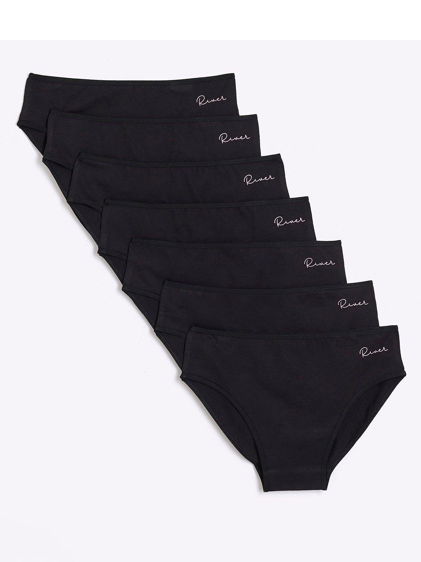 River Island Girls 7 Pack Brief - Black