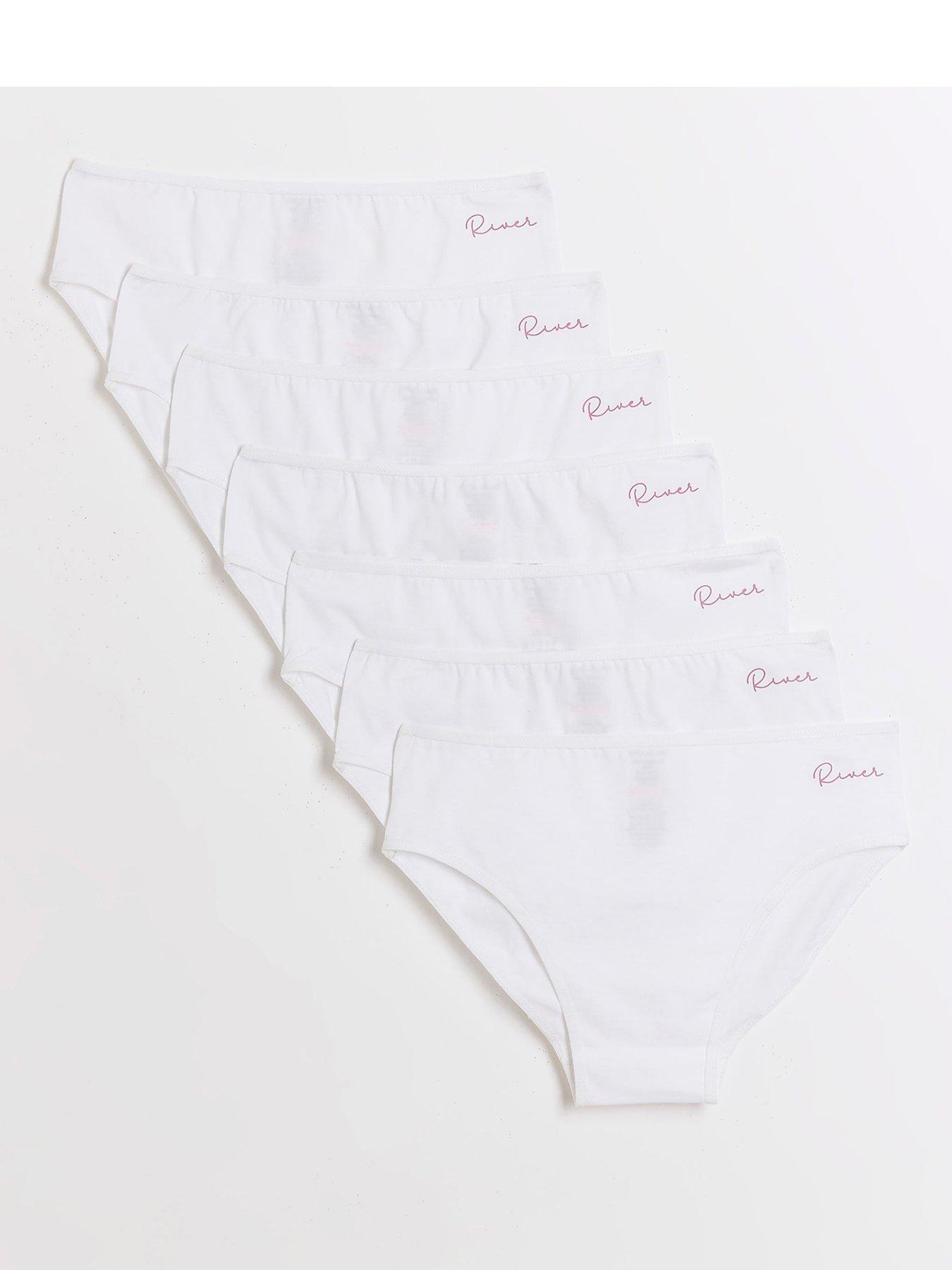 River Island Girls 7 Pack Brief - White