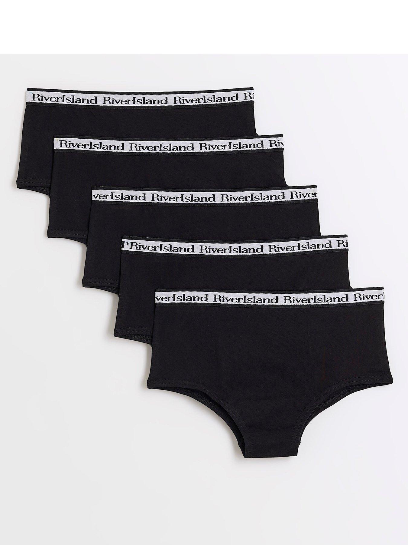 Image 1 of 3 of River Island Older Girl 5 Pack Hipster Briefs - Black