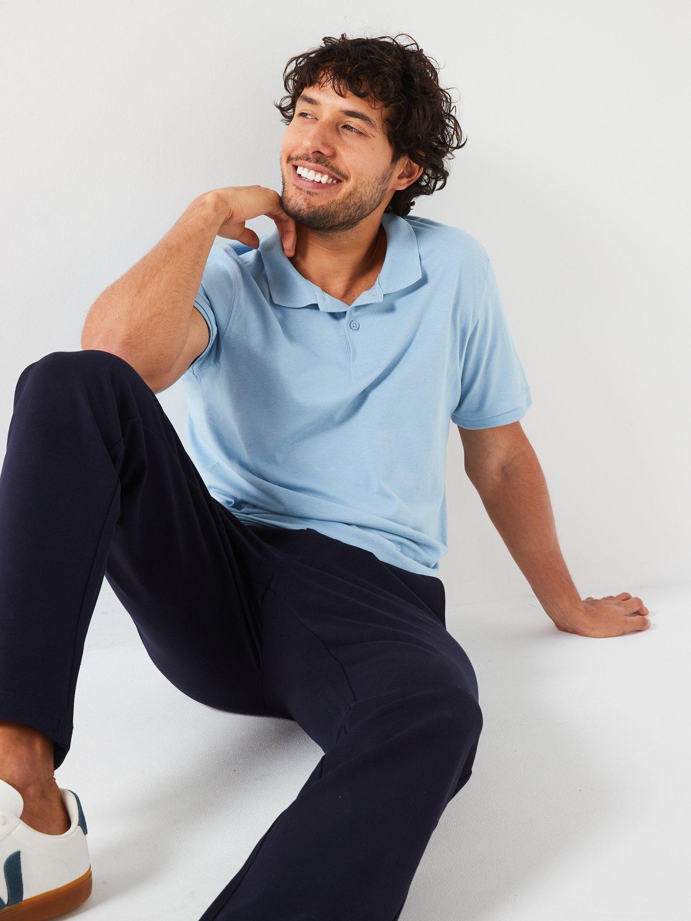 Everyday Short Sleeve Jersey Polo - Light Blue | Very.co.uk