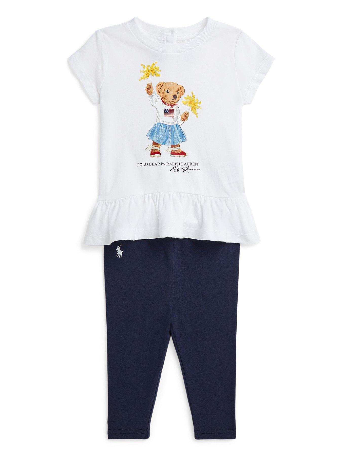 undefined Baby Girls Bear Short Sleeve T-shirt And Legging Set - Spring Navy