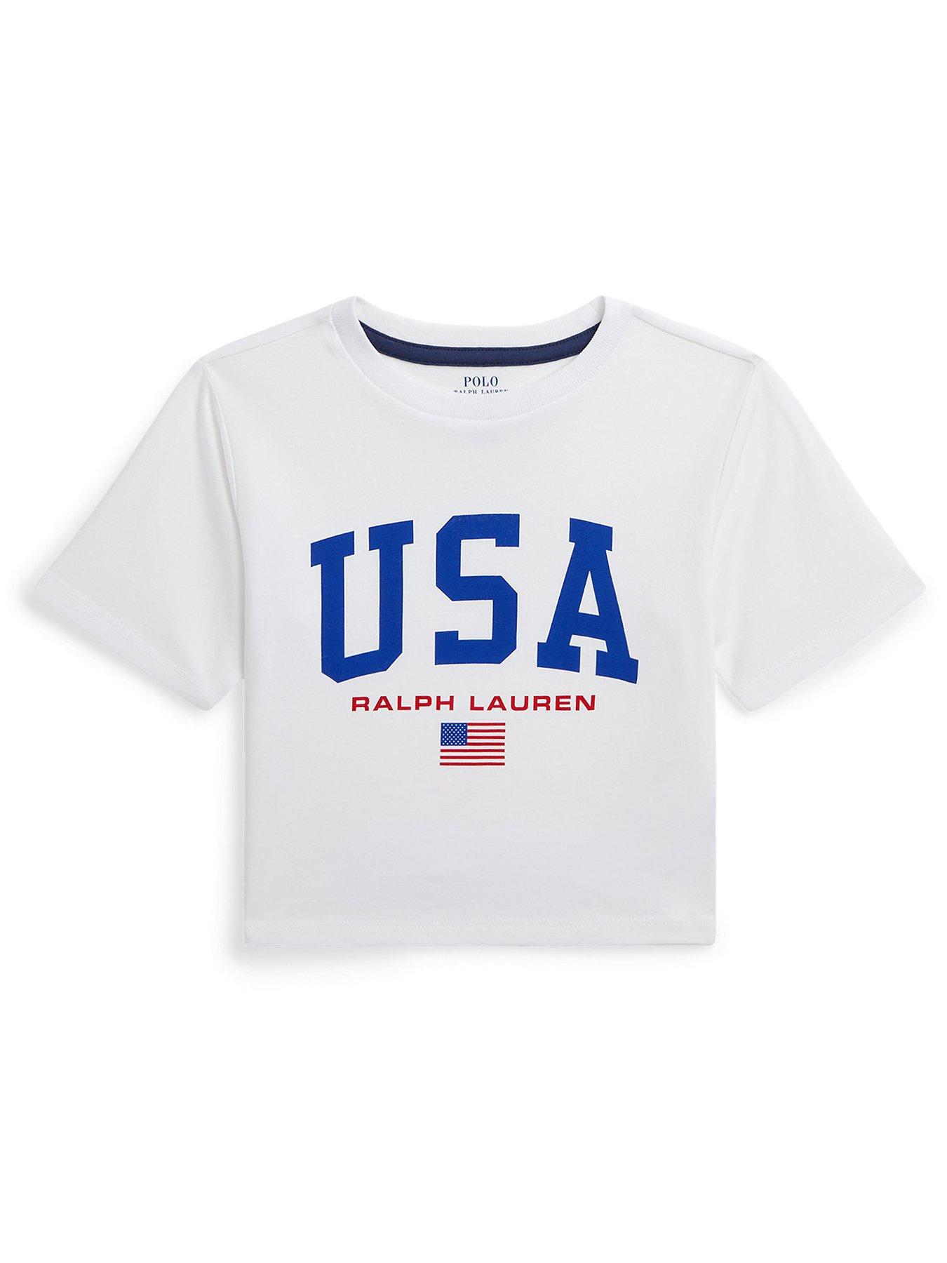 undefined Girls Polo Ralph Lauren Short Sleeve USA T-Shirt - White