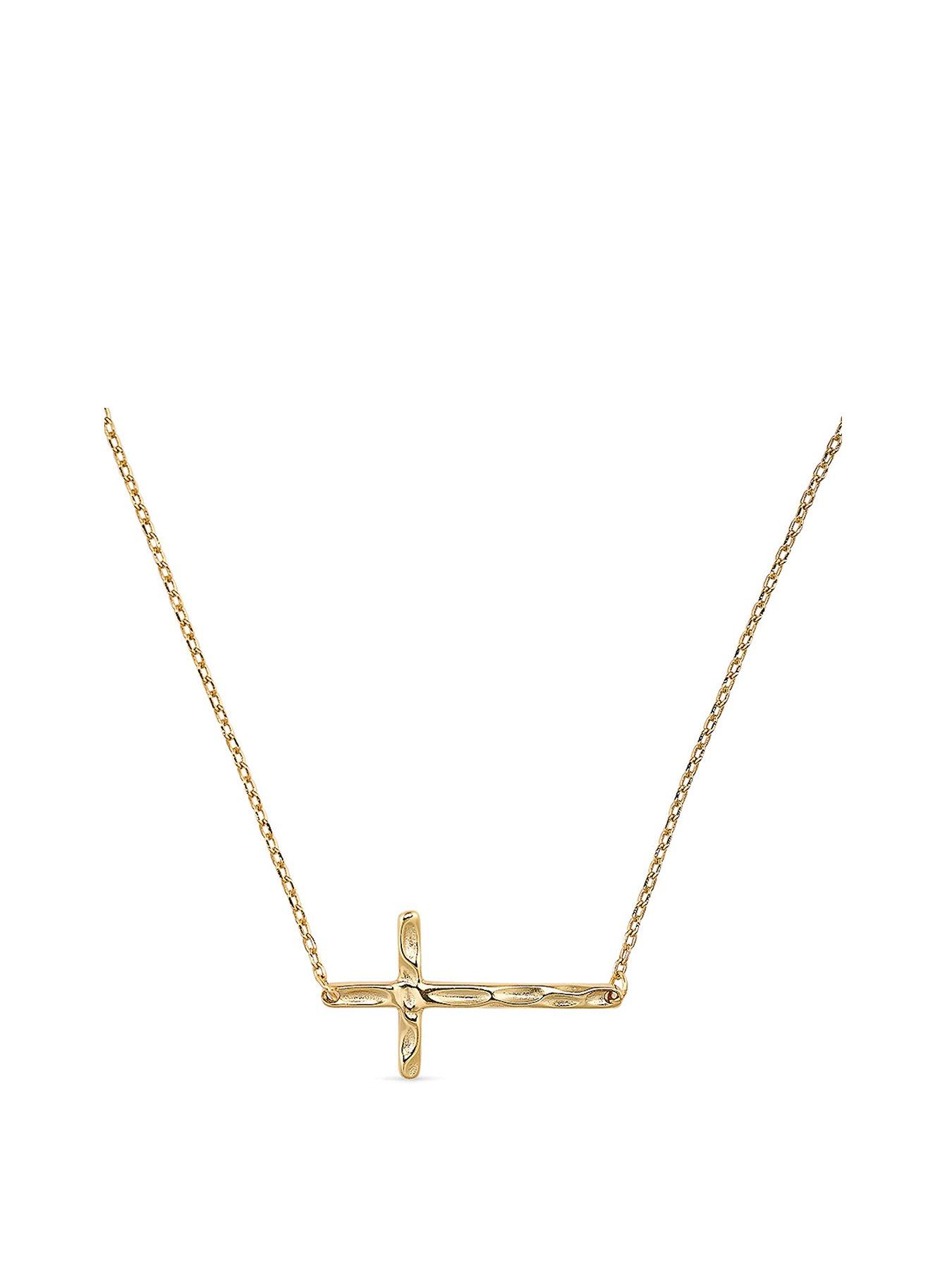Product photograph of Elk Bloom Dainty 14k Gold Cross Choker Necklace from very.co.uk