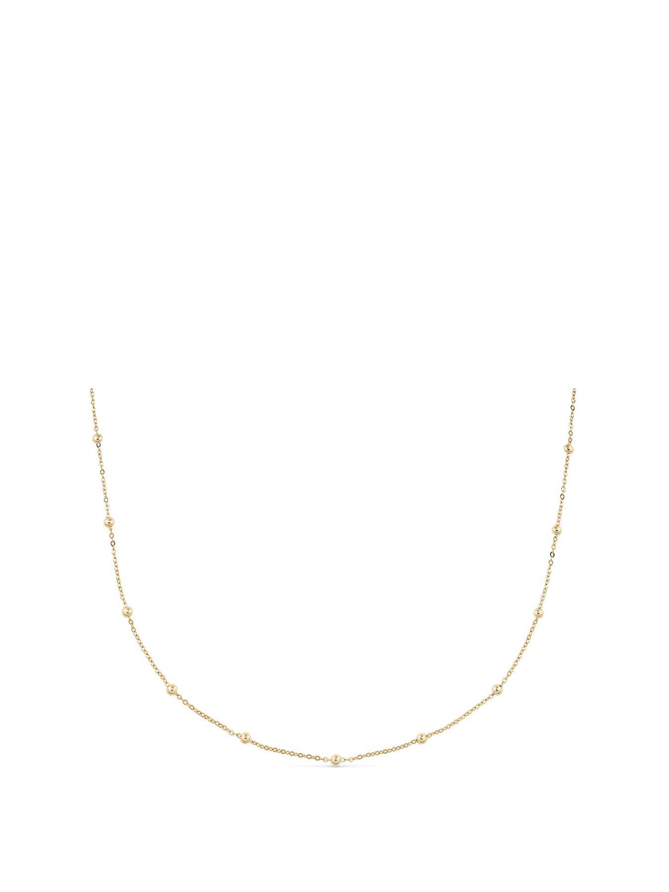 Product photograph of Elk Bloom Dainty 14k Gold Plated Bead Choker Necklace from very.co.uk