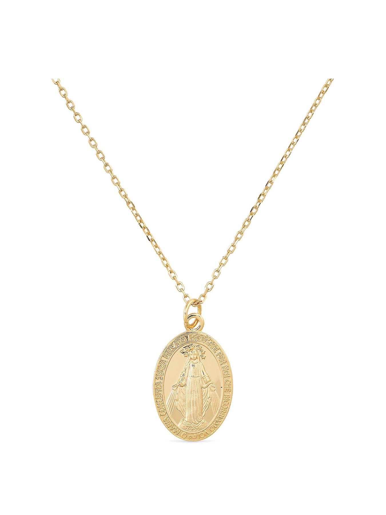 Product photograph of Elk Bloom Dainty 14k Gold Plated Virgin Mary Miraculous Medal Choker Necklace from very.co.uk
