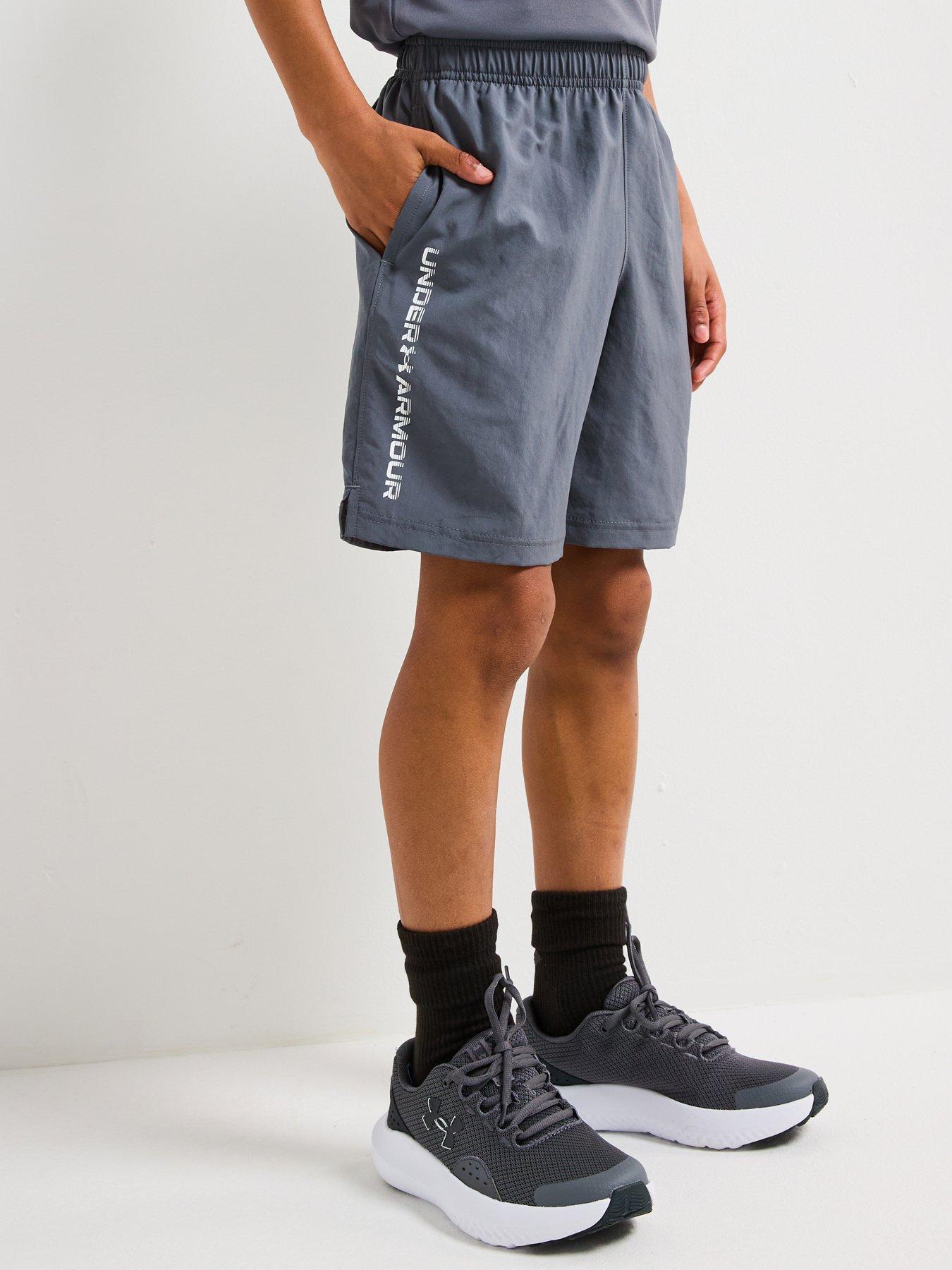 undefined Boys Training Woven Wordmark Shorts - Grey