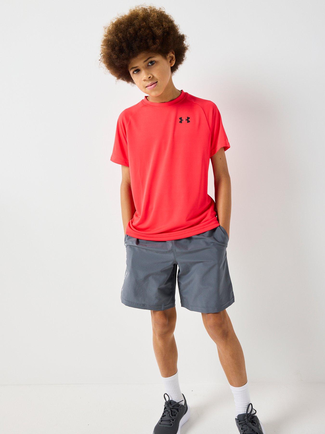 Image 3 of 6 of UNDER ARMOUR Boys Training Woven Wordmark Shorts -&nbsp;Grey