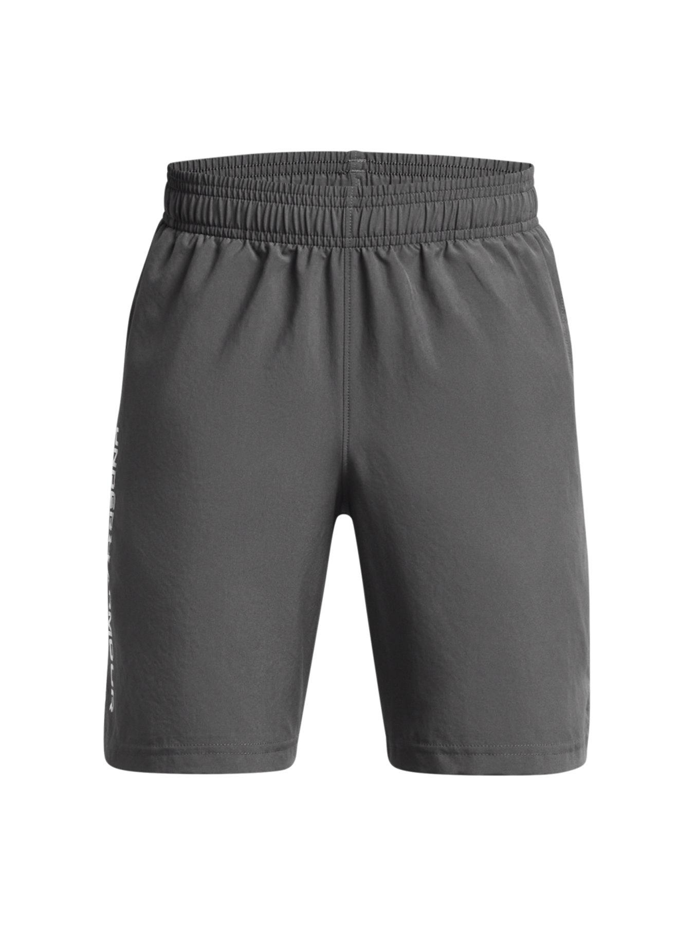 Image 6 of 6 of UNDER ARMOUR Boys Training Woven Wordmark Shorts -&nbsp;Grey