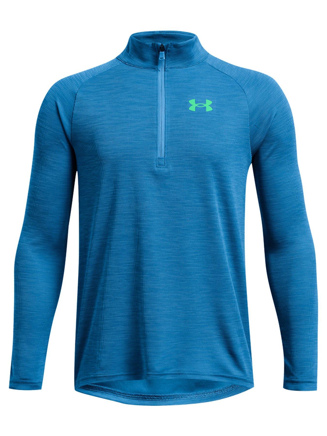 undefined Boys Training Tech Textured 1/2 Zip- Blue