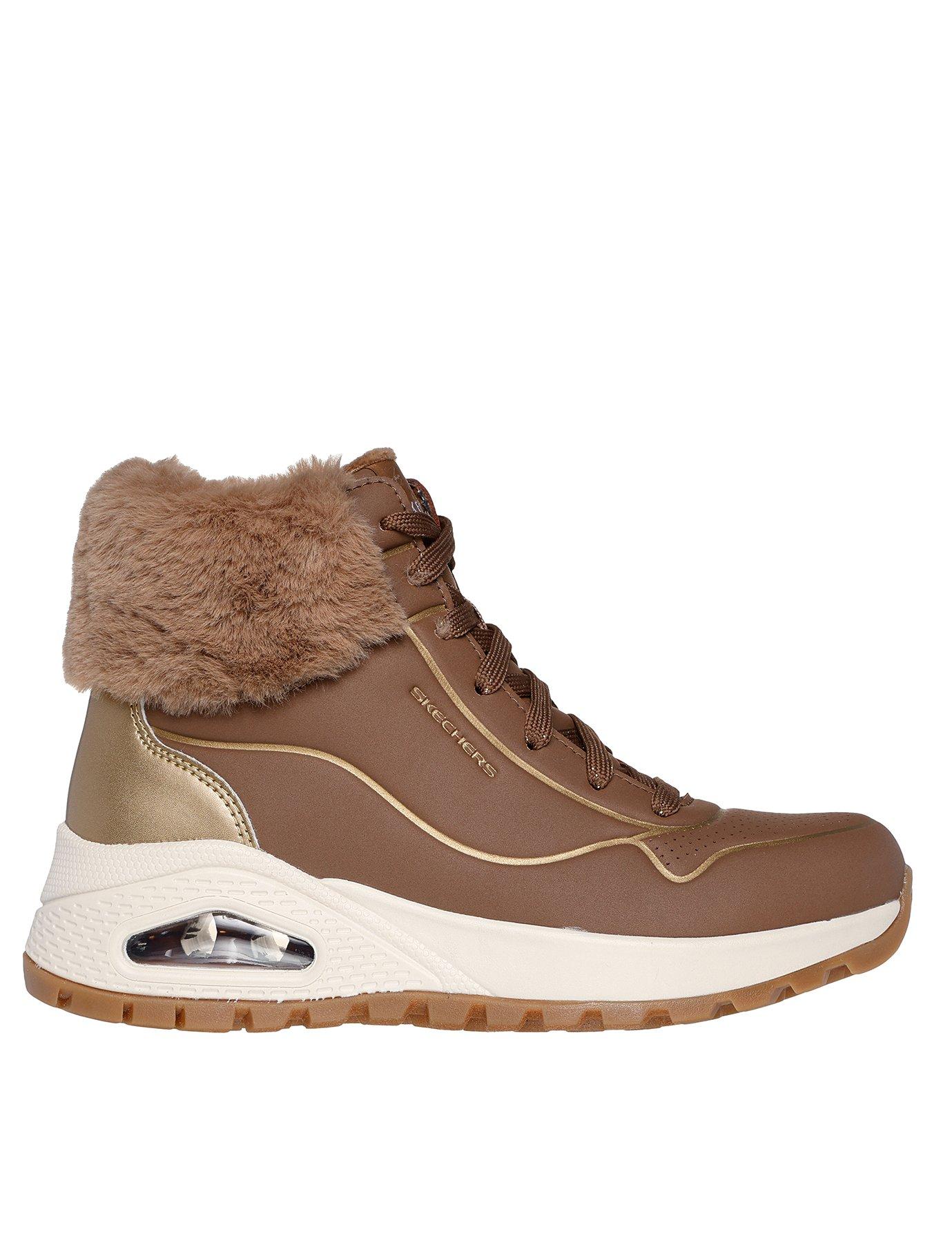 Skechers Metallic Zip Up Fashion Sneaker Boot Taupe Grey Very