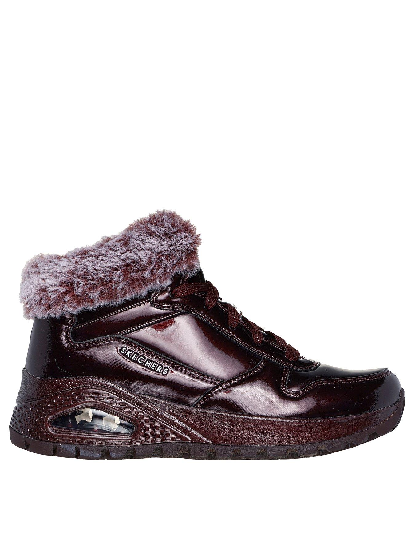 Patent Lace Up Sneaker Boot Burgundy Dark Red