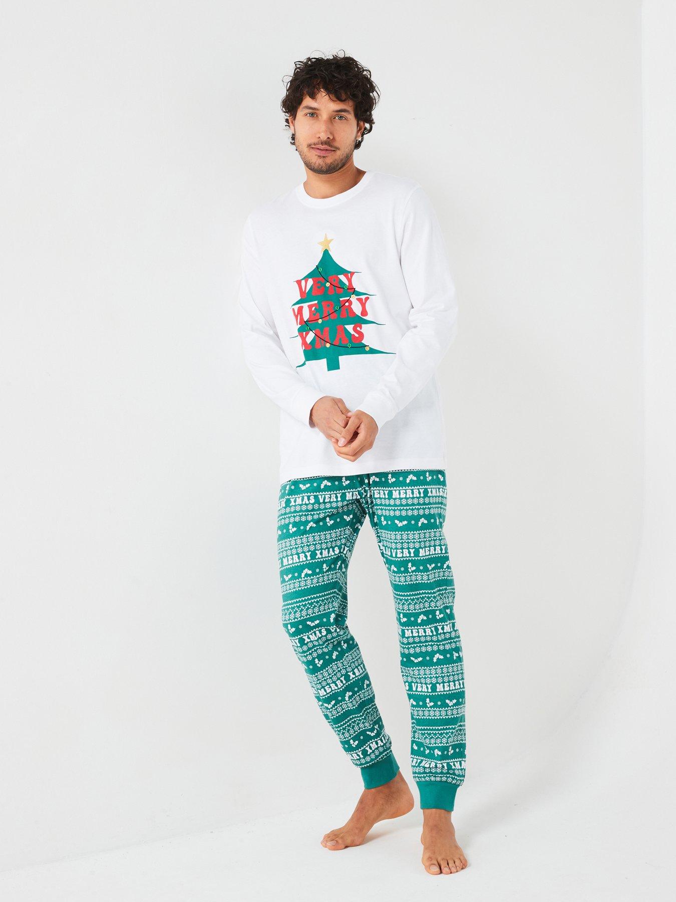 Image 2 of 6 of Very Man Mens Family Christmas Pj Printed Tee And Jogger - Green