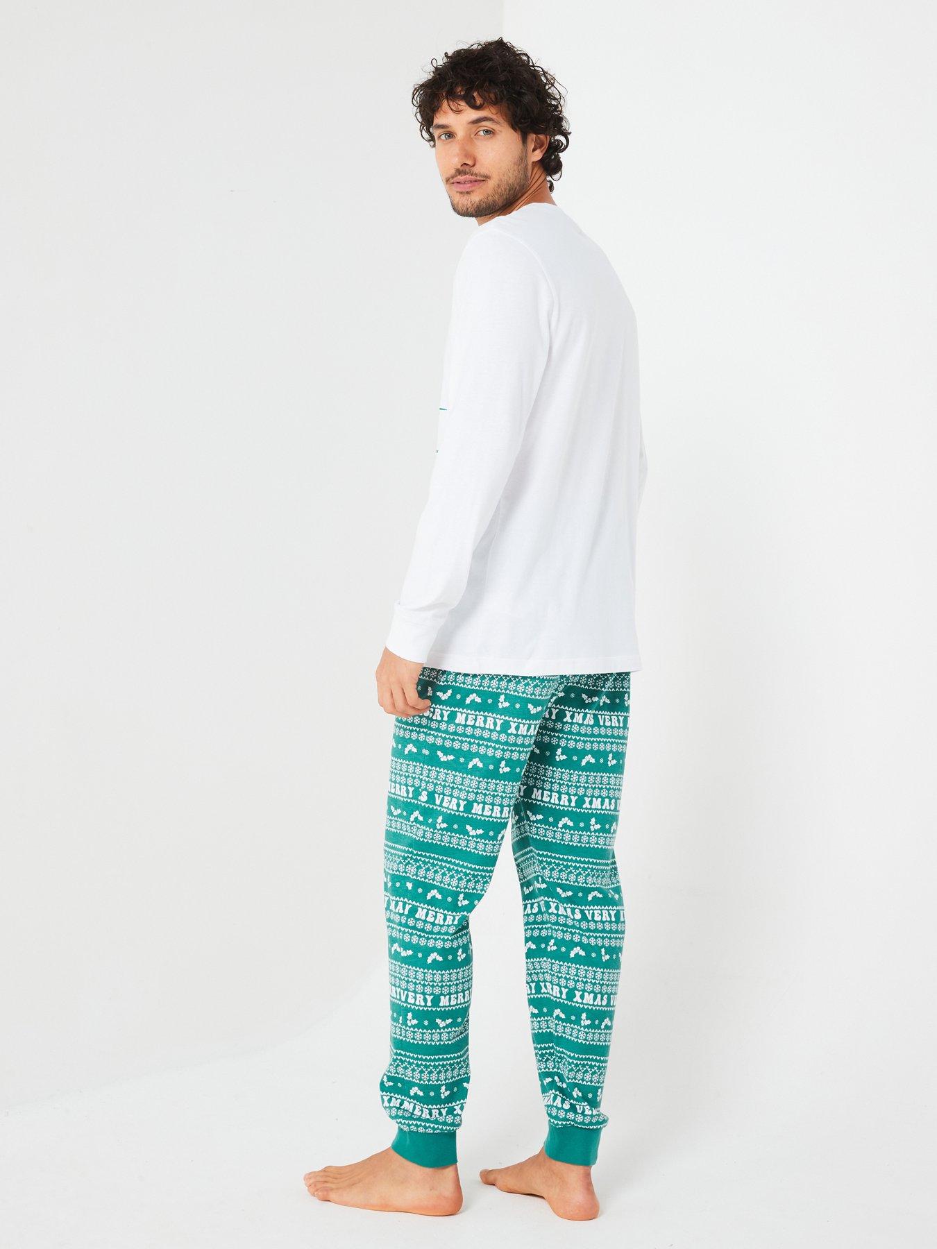 Image 3 of 6 of Very Man Mens Family Christmas Pj Printed Tee And Jogger - Green