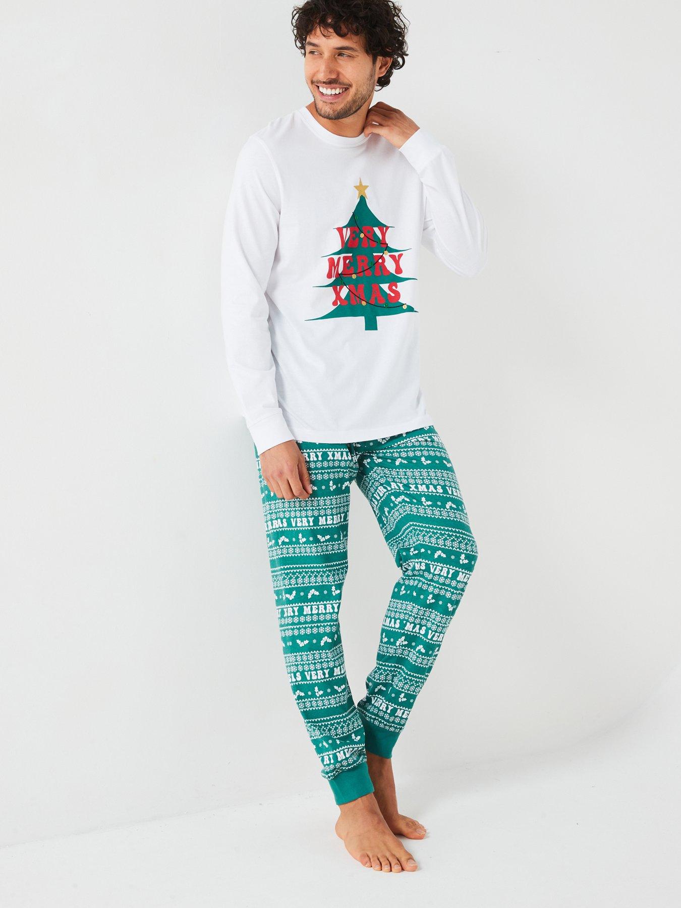 Image 4 of 6 of Very Man Mens Family Christmas Pj Printed Tee And Jogger - Green