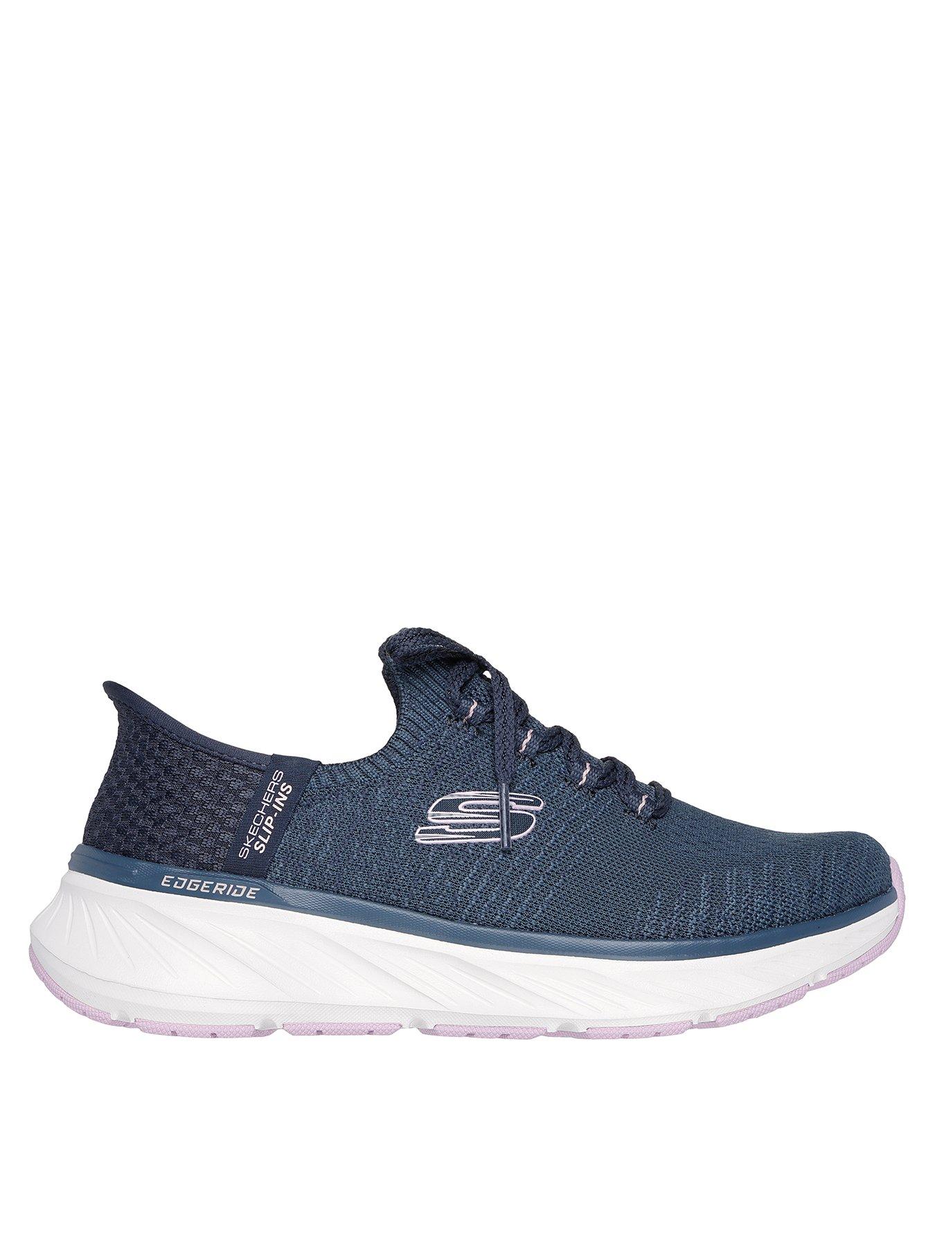 Skechers Ultra Flex 3.0 Tonal Stretch Knit Fixed Laced Slip ins Navy Knit mint Trim Very