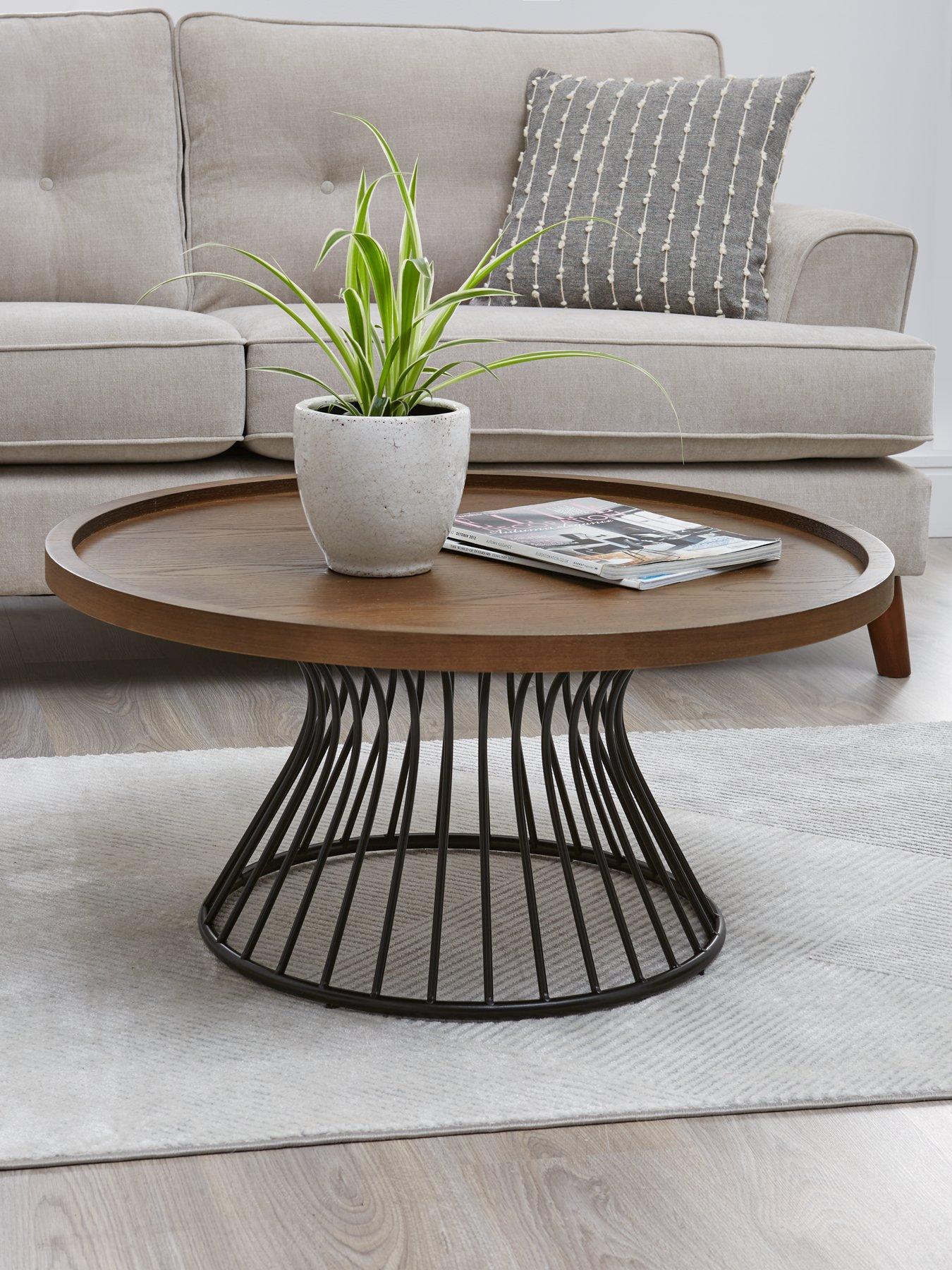 Product photograph of Very Home Odem Round Coffee Table - Black Walnut from very.co.uk