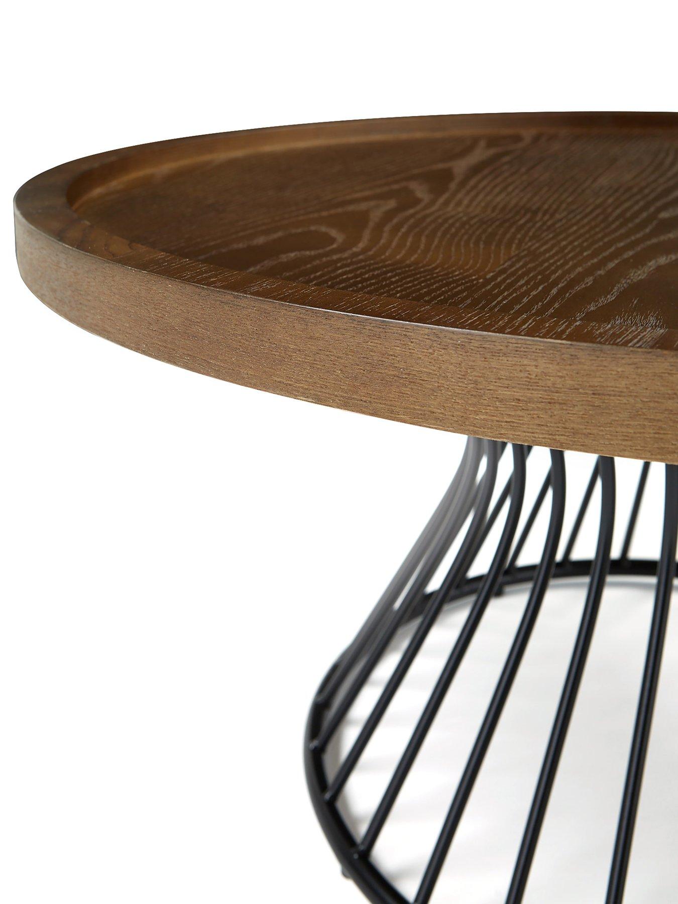 Image 4 of 7 of Very Home Odem Round Coffee Table - Black/Walnut