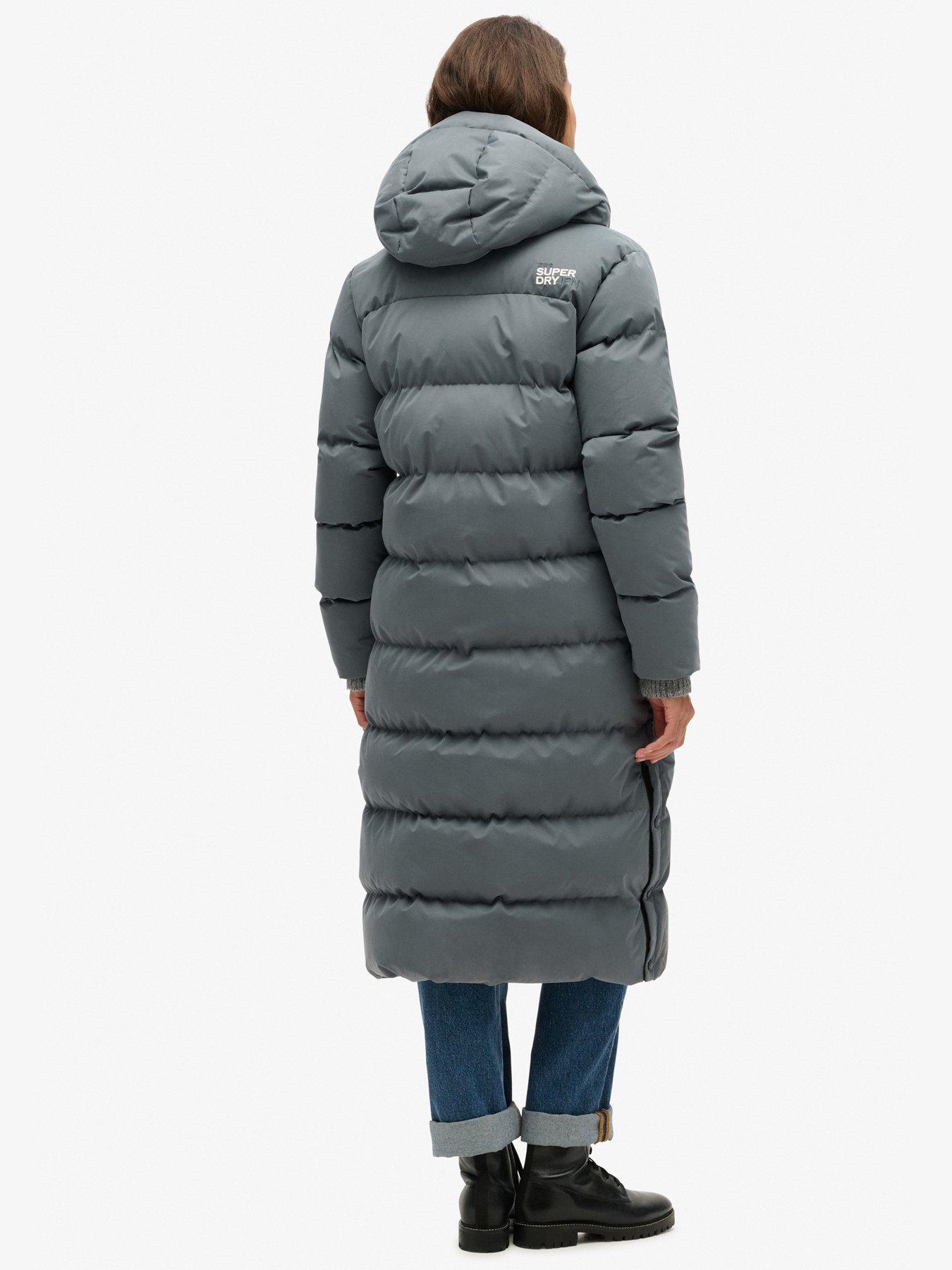 Image 2 of 6 of Superdry Microfibre Longline Padded Jacket - Grey