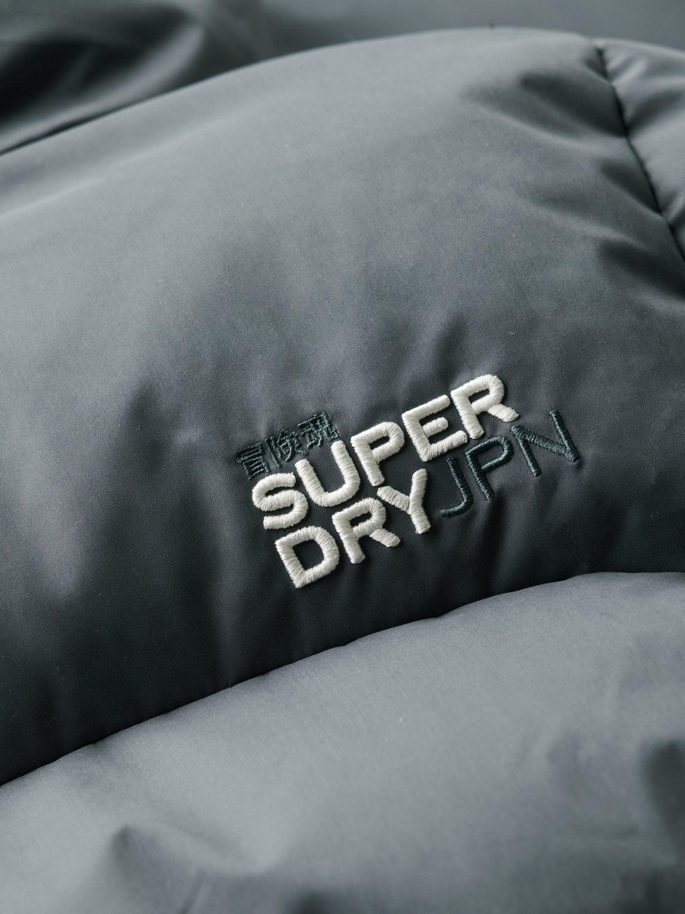 Image 4 of 6 of Superdry Microfibre Longline Padded Jacket - Grey