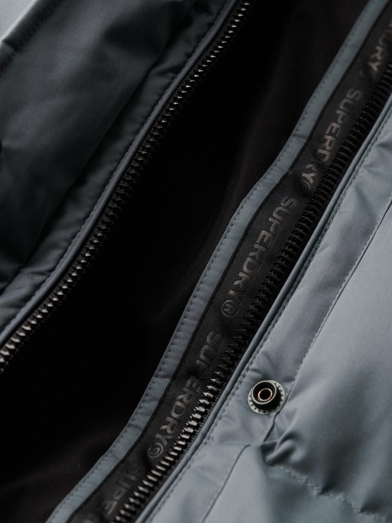 Image 5 of 6 of Superdry Microfibre Longline Padded Jacket - Grey