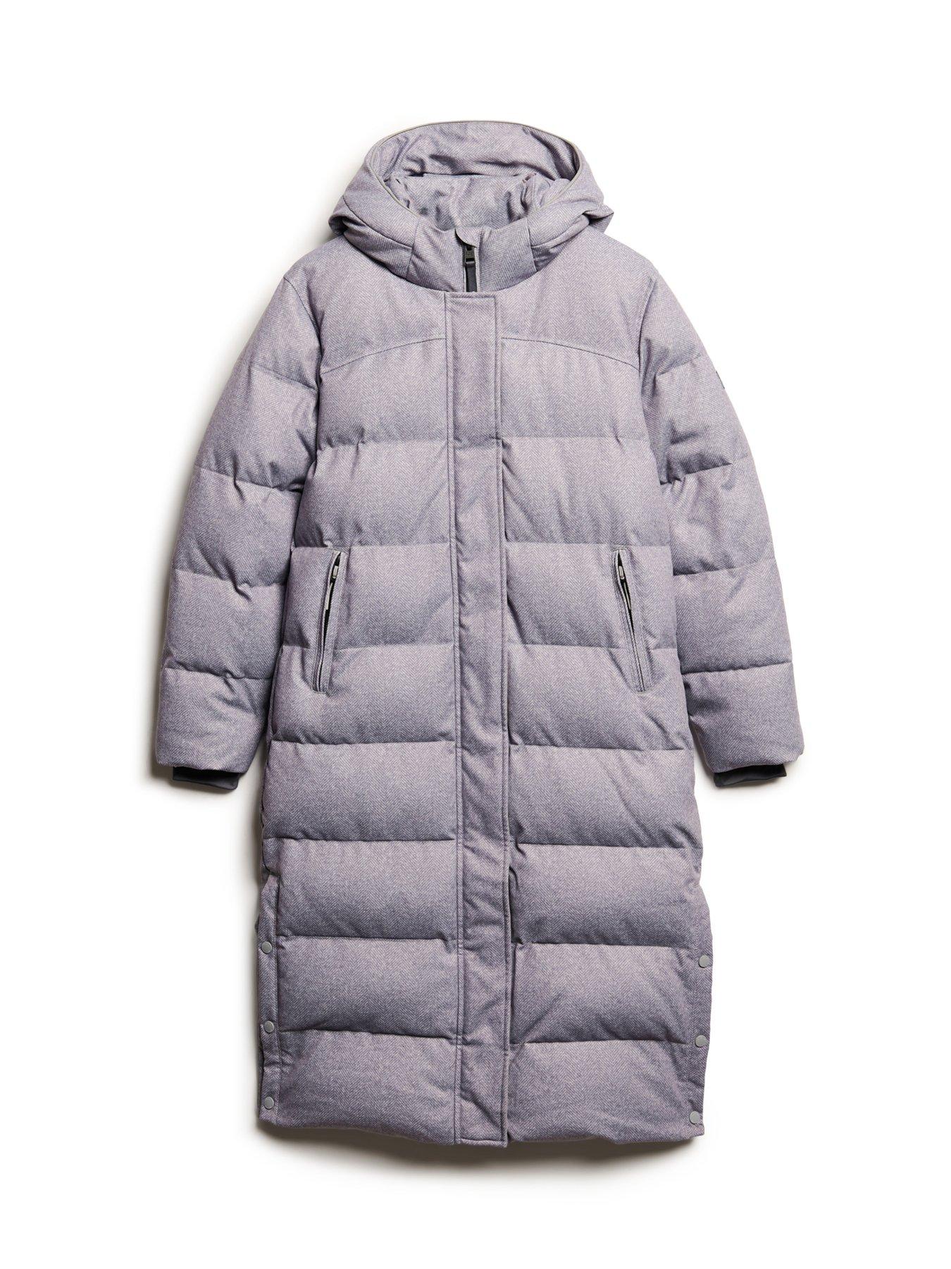 Superdry Tweed Longline Padded Jacket Grey Very