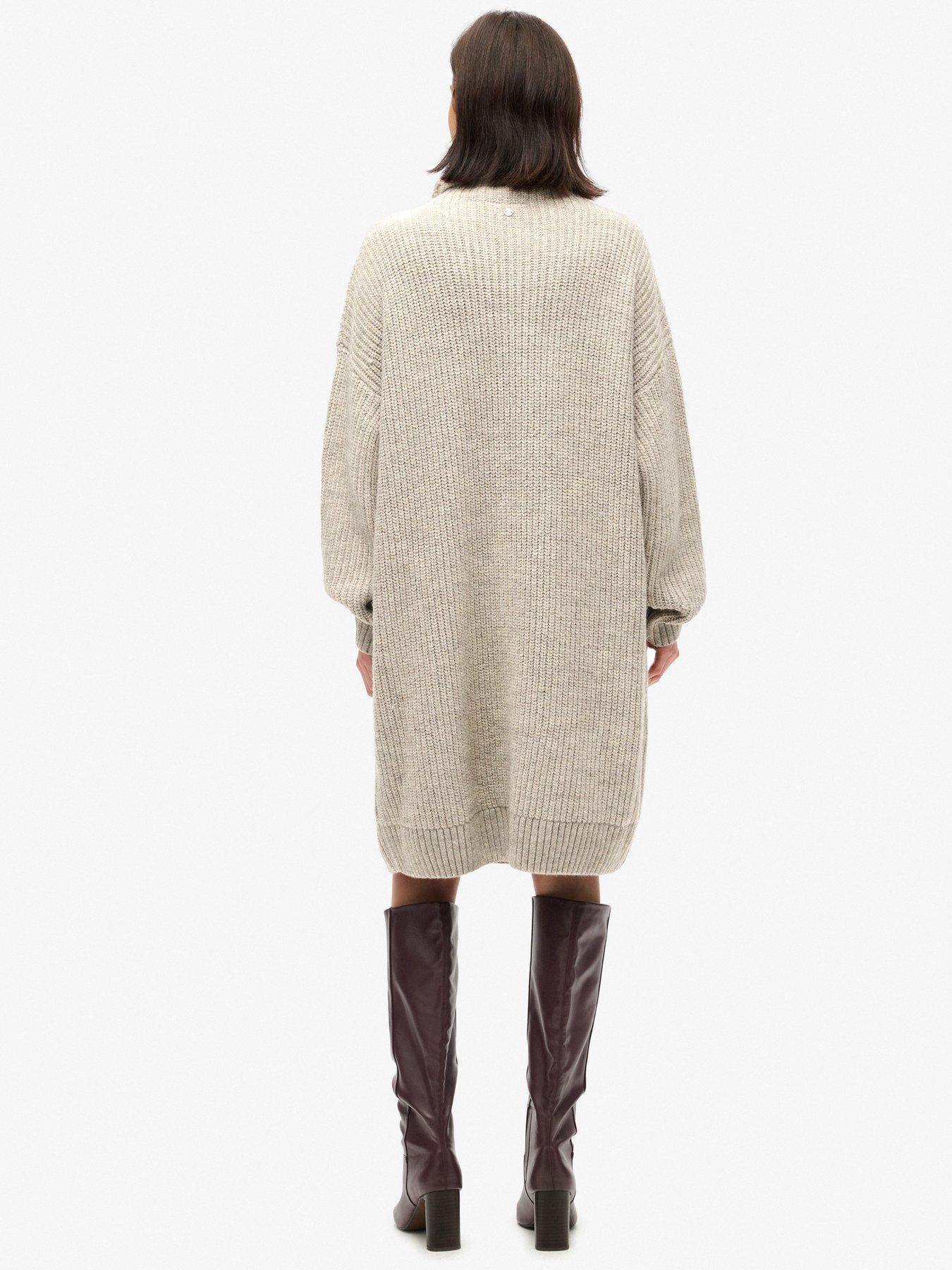 Image 2 of 6 of Superdry Chunky Rib Knit Jumper Dress - Grey