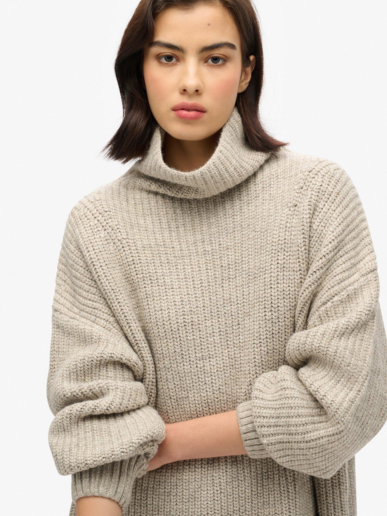 Image 4 of 6 of Superdry Chunky Rib Knit Jumper Dress - Grey
