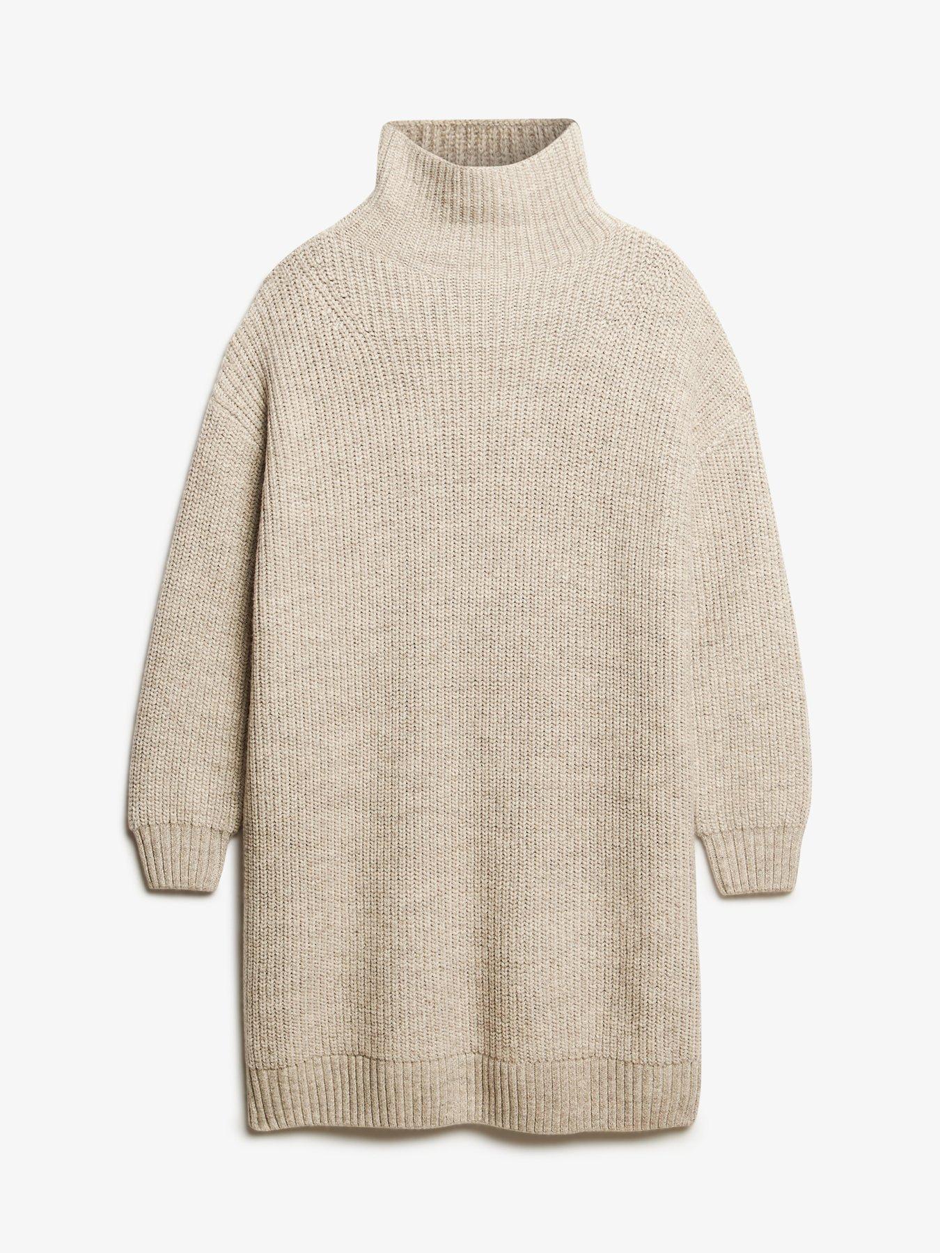 Image 5 of 6 of Superdry Chunky Rib Knit Jumper Dress - Grey