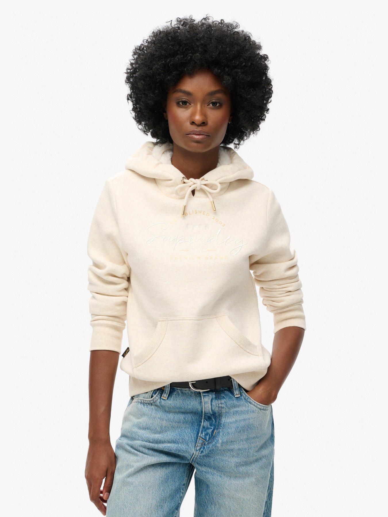 Superdry white hoodie womens on sale