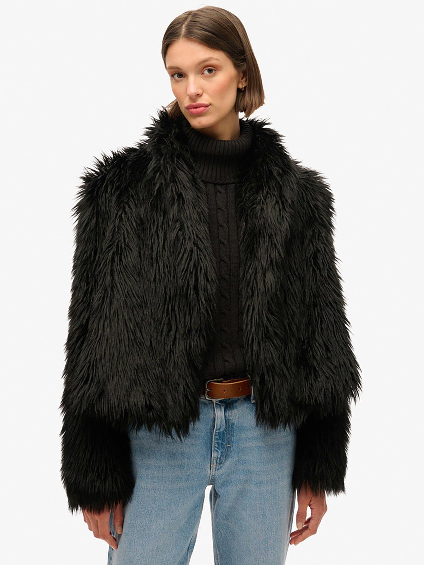 undefined Short Faux Fur Coat - Black