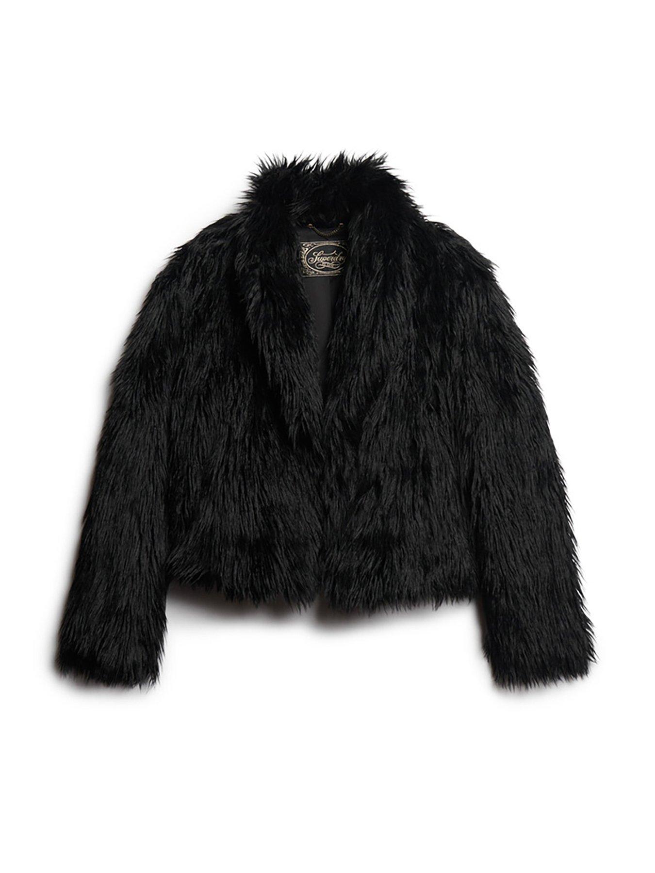 Black short fur jacket deals