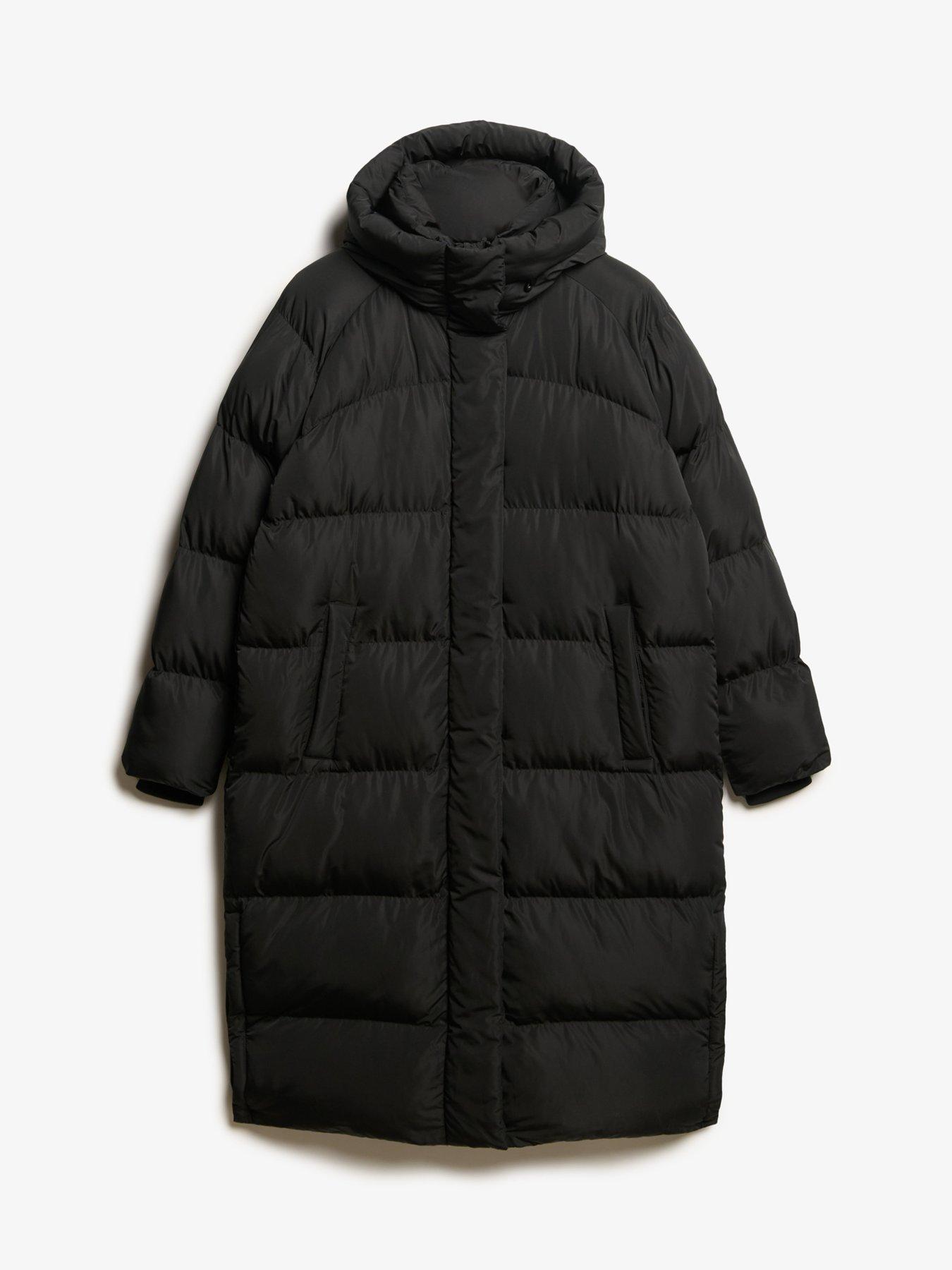 Image 6 of 6 of Superdry Longline Hooded Padded Jacket - Black