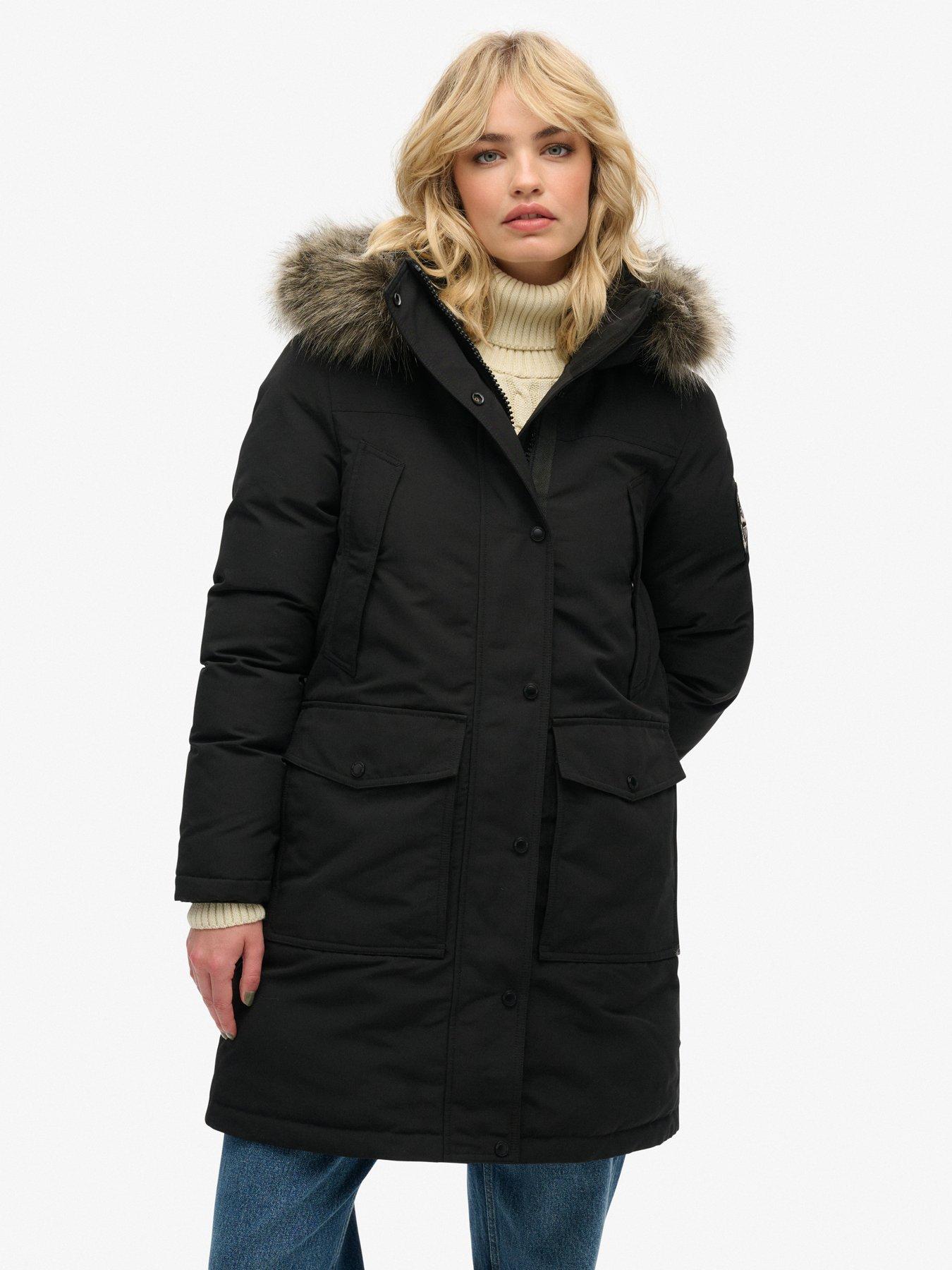 undefined Everest Faux Fur Parka Jacket - Black