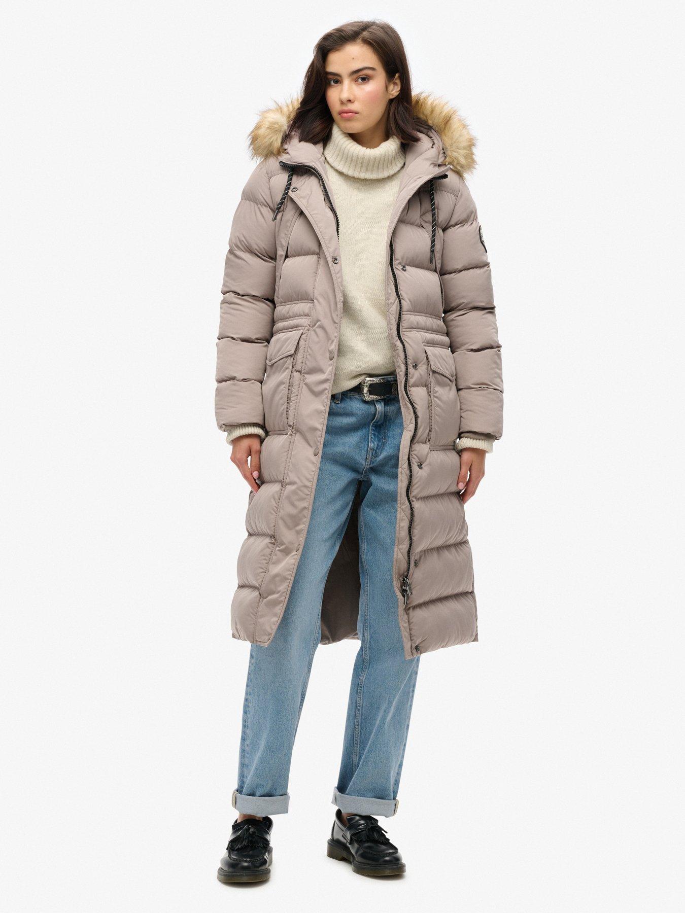 undefined Everest Faux Fur Longline Jacket - Beige