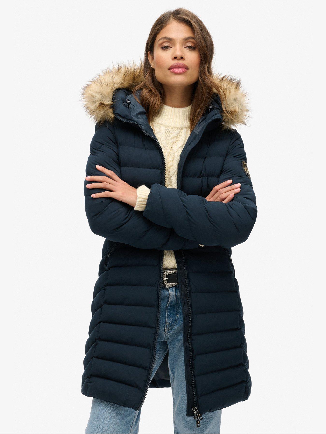 Womens blue superdry coat clearance