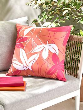 Product photograph of Very Home Floral Stripe Reversible Indoor Outdoor Cushion from very.co.uk