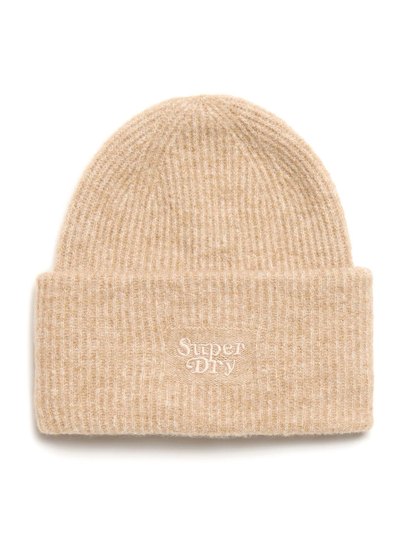 Image of Superdry Soft Rib Knit Beanie Hat - Brown