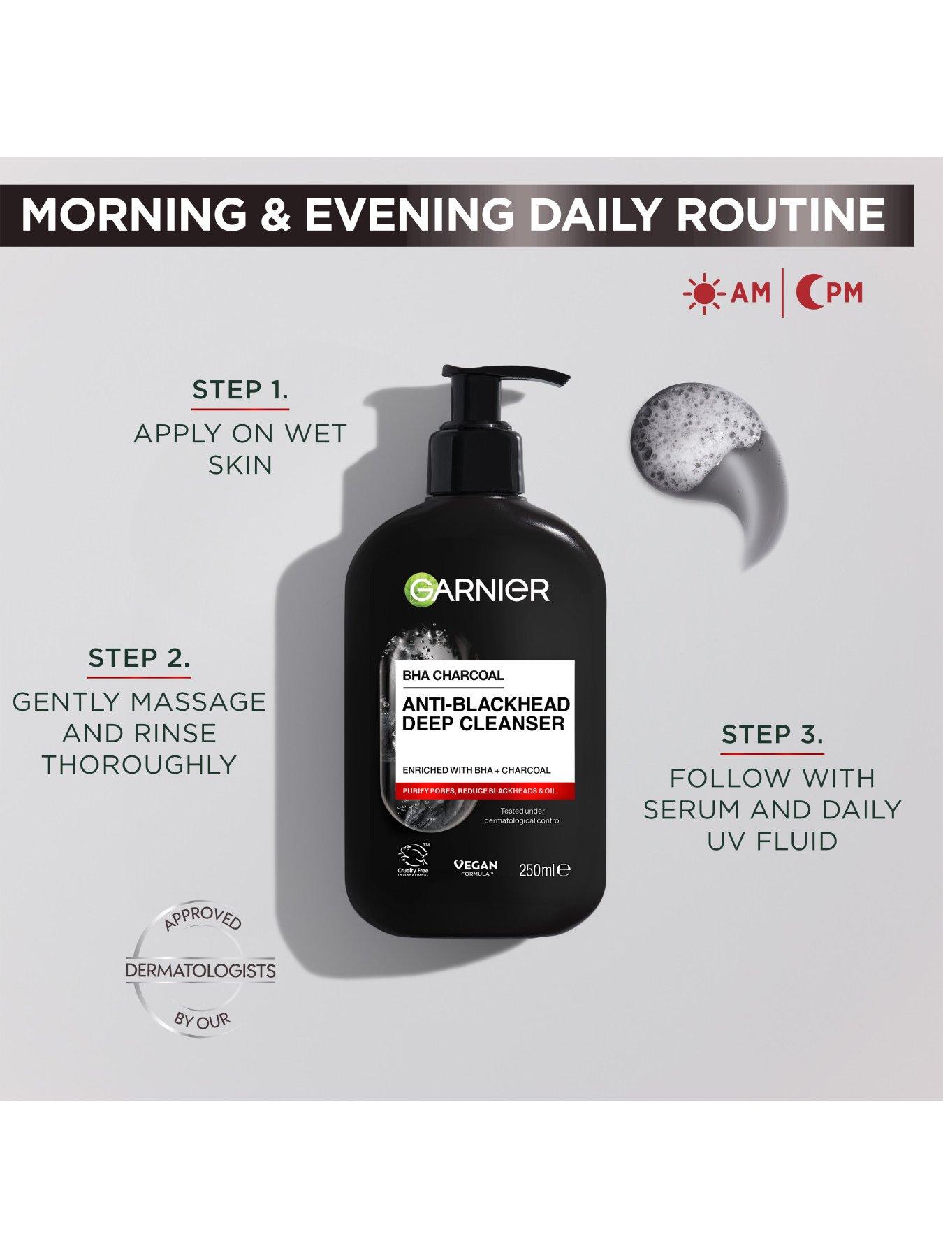 Image 2 of 7 of Garnier NEW Pure Active BHA (Salicylic Acid) + Charcoal Daily Face Cleanser - Up to 24h Mattifying &amp; Cleansing Gel For Blemish Prone Skin, Anti-blackhead - Vegan*, Leaping Bunny Approved