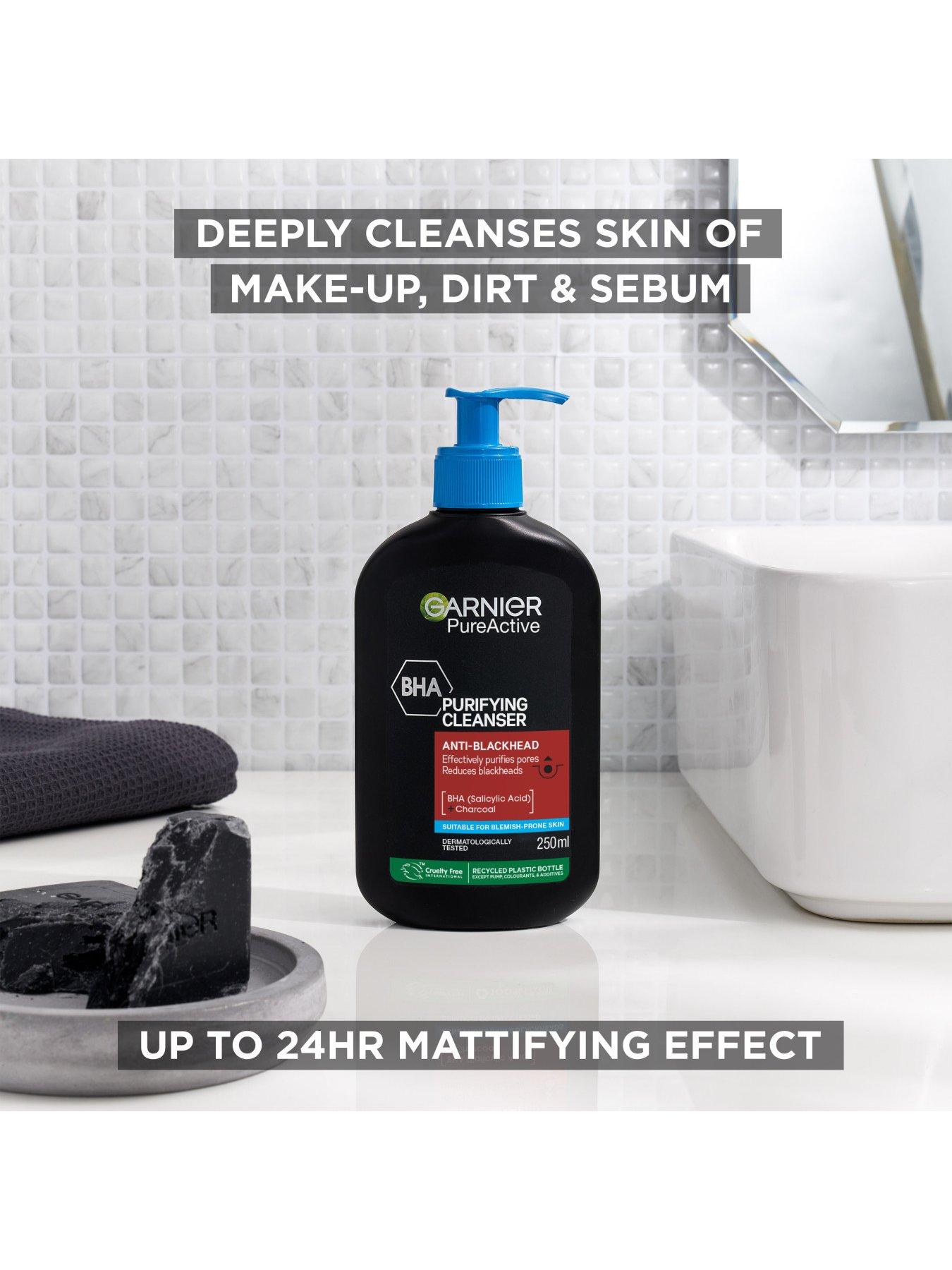 Image 7 of 7 of Garnier NEW Pure Active BHA (Salicylic Acid) + Charcoal Daily Face Cleanser - Up to 24h Mattifying &amp; Cleansing Gel For Blemish Prone Skin, Anti-blackhead - Vegan*, Leaping Bunny Approved