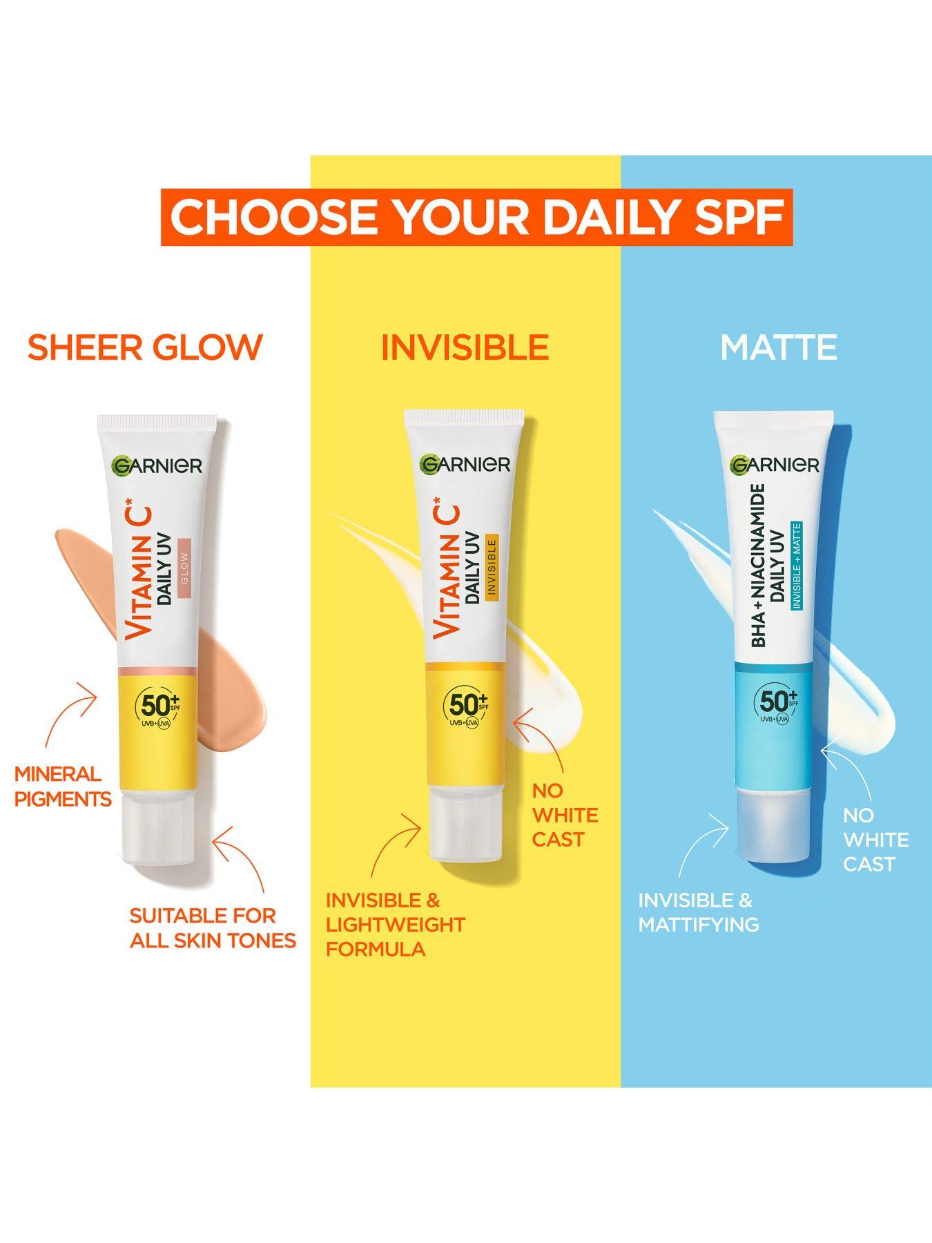Image 3 of 7 of Garnier Vitamin C Daily UV, Invisible Brightening Fluid, SPF50+, Prevents + Corrects Sun Damages, Face &amp; Neck, For all skin types, Cruelty Free, Vegan, 50ml