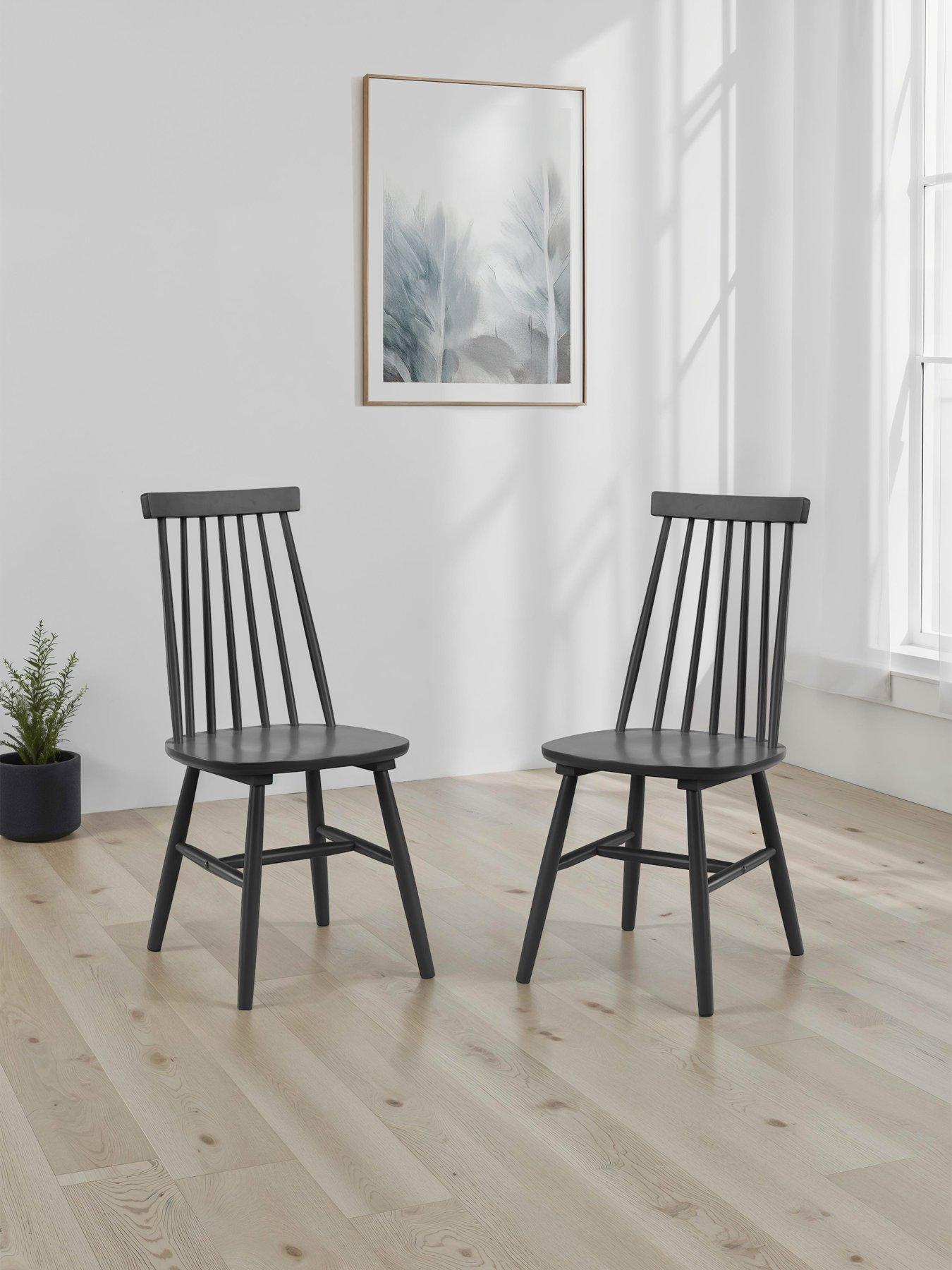 undefined Set Of 2 Alassio Spindle Back Dining Chairs - Black