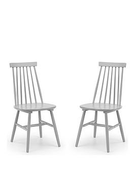 Product photograph of Julian Bowen Set Of 2 Alassio Spindle Back Dining Chairs - Grey from very.co.uk
