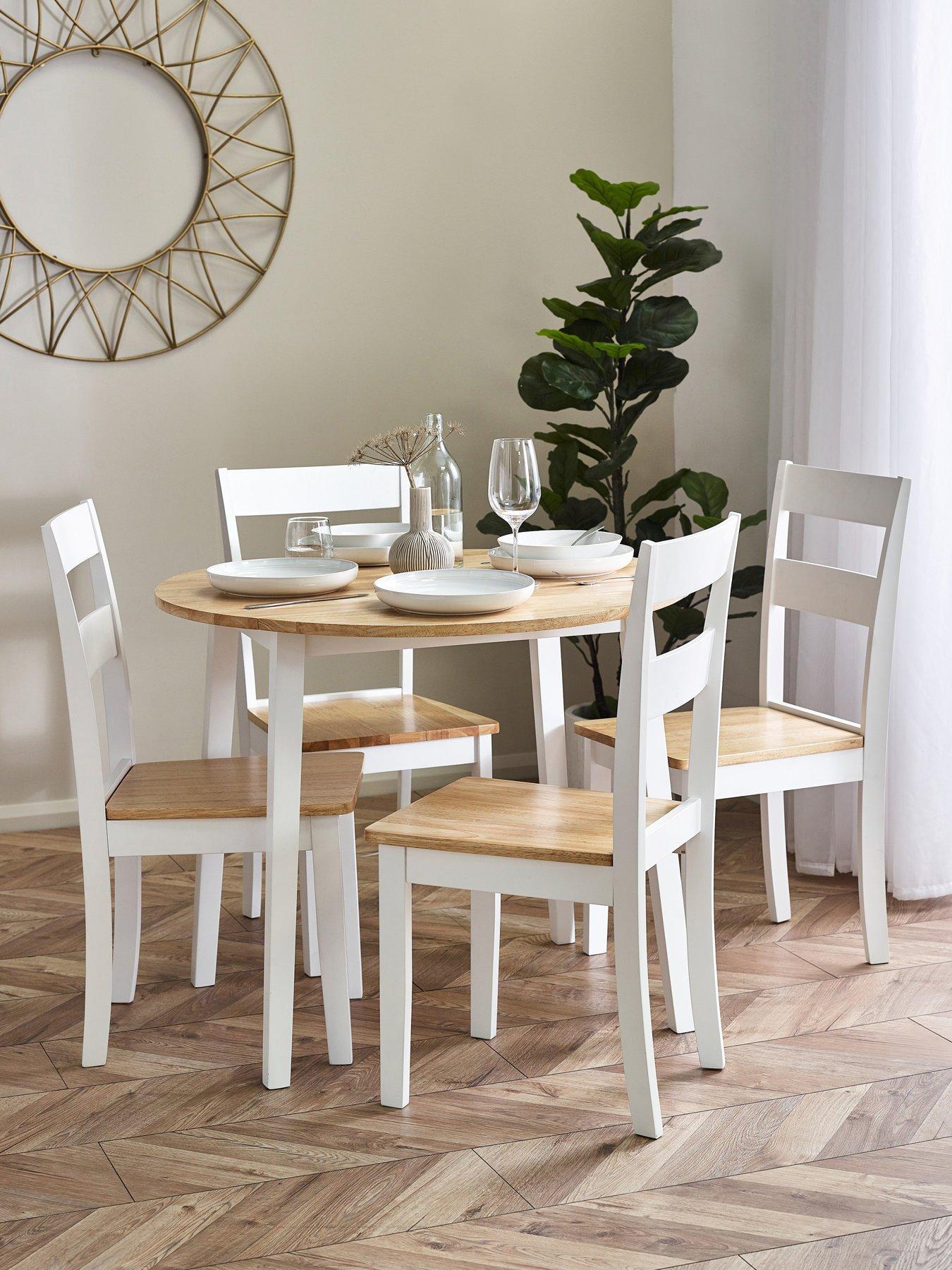 Product photograph of Julian Bowen Linwood Round Drop Leaf Table - Natural Top from very.co.uk