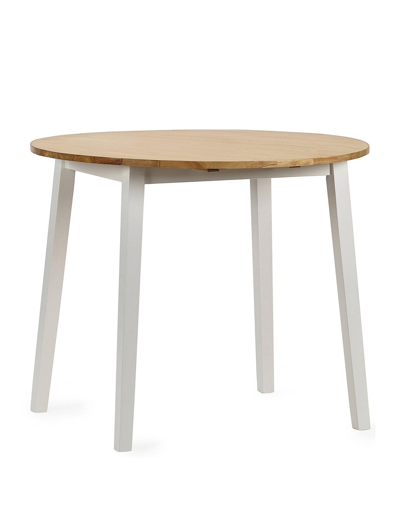 Image 2 of 6 of Julian Bowen Linwood Round Drop Leaf Table - Natural Top