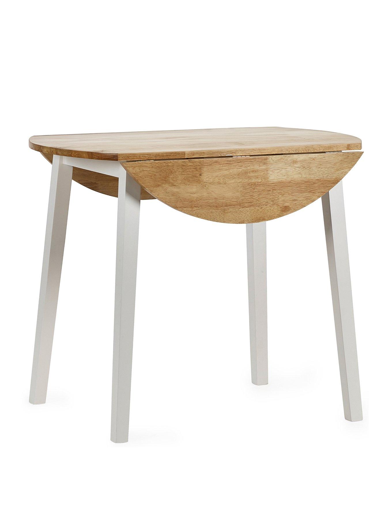 Image 3 of 6 of Julian Bowen Linwood Round Drop Leaf Table - Natural Top