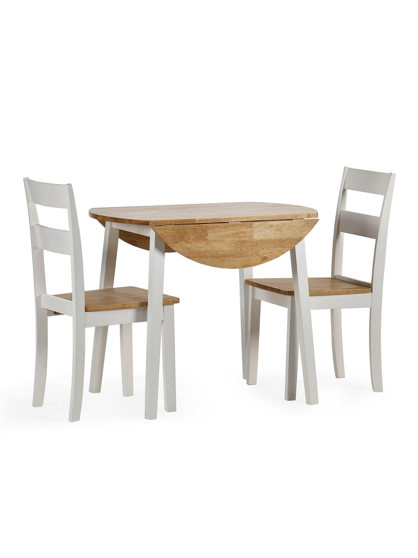Image 5 of 6 of Julian Bowen Linwood Round Drop Leaf Table - Natural Top