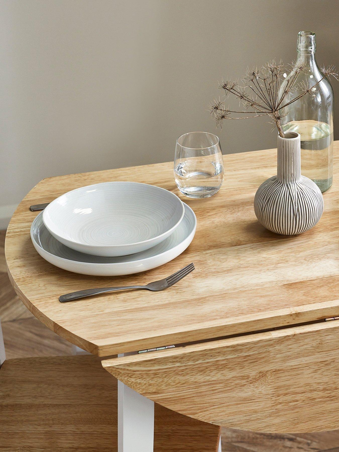 Image 6 of 6 of Julian Bowen Linwood Round Drop Leaf Table - Natural Top