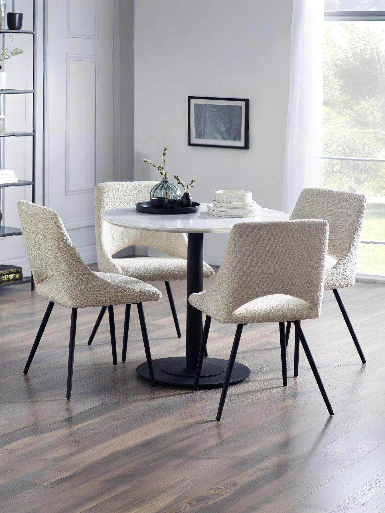 Julian Bowen Luca Round Table  &  4 Iris Ivory Chairs